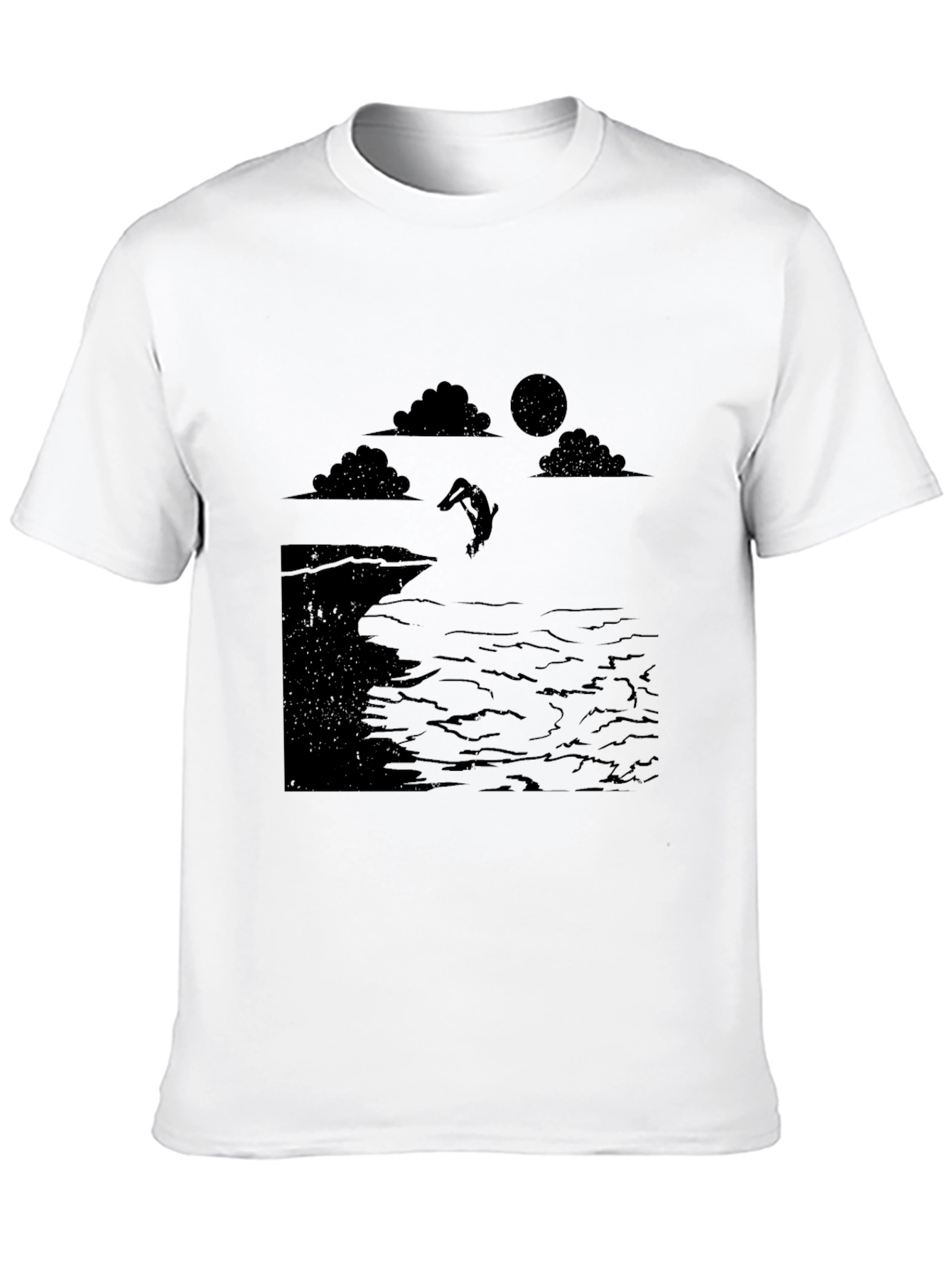 Black Black Cliff Diver Graphic Tee - Unique Design view 10
