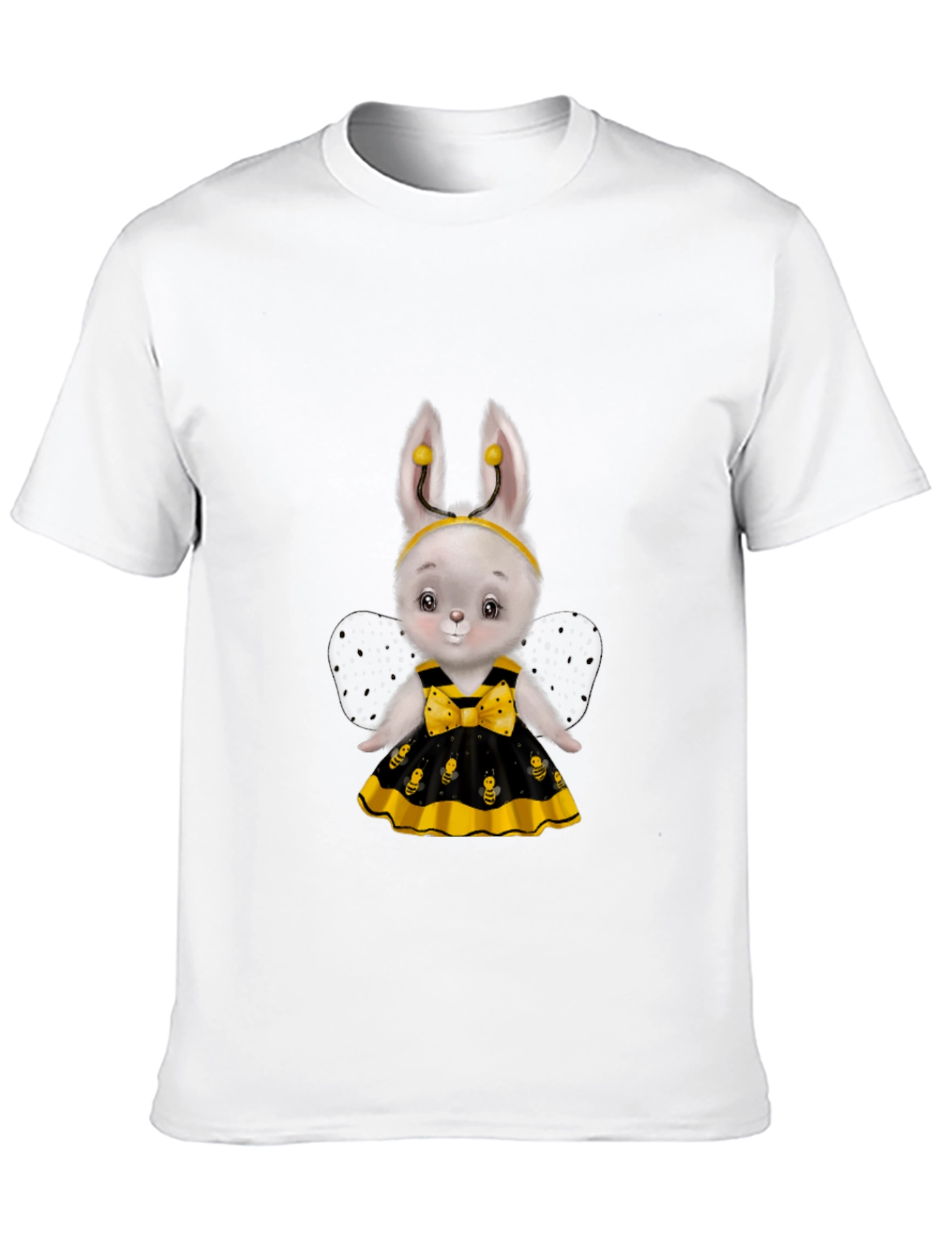 Black Cute Bee Bunny T-Shirt view 10