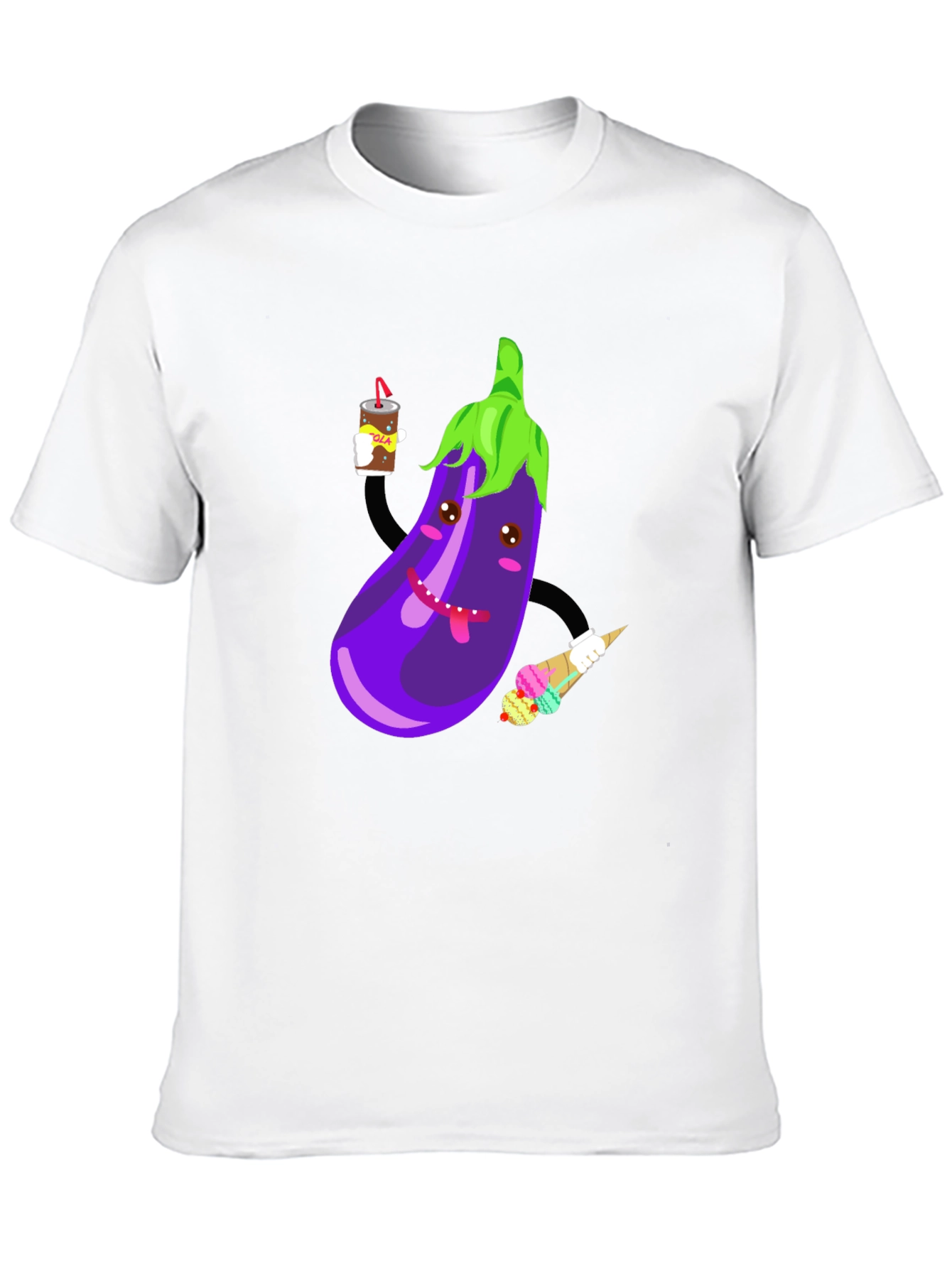 Black Eggplant Cartoon Graphic T-Shirt view 10