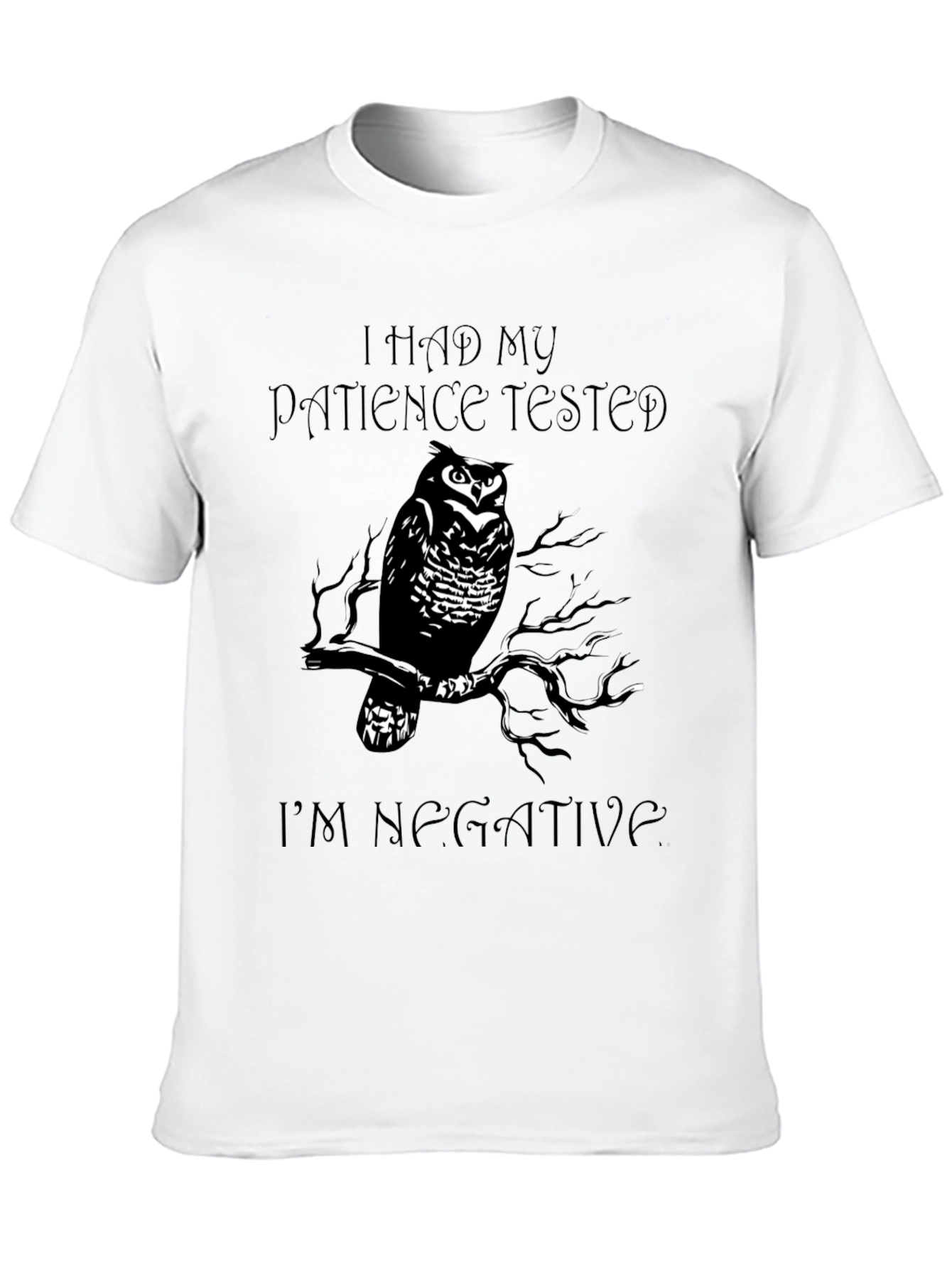 Black Patience Tested Owl T-Shirt - Negative Attitude Style view 10
