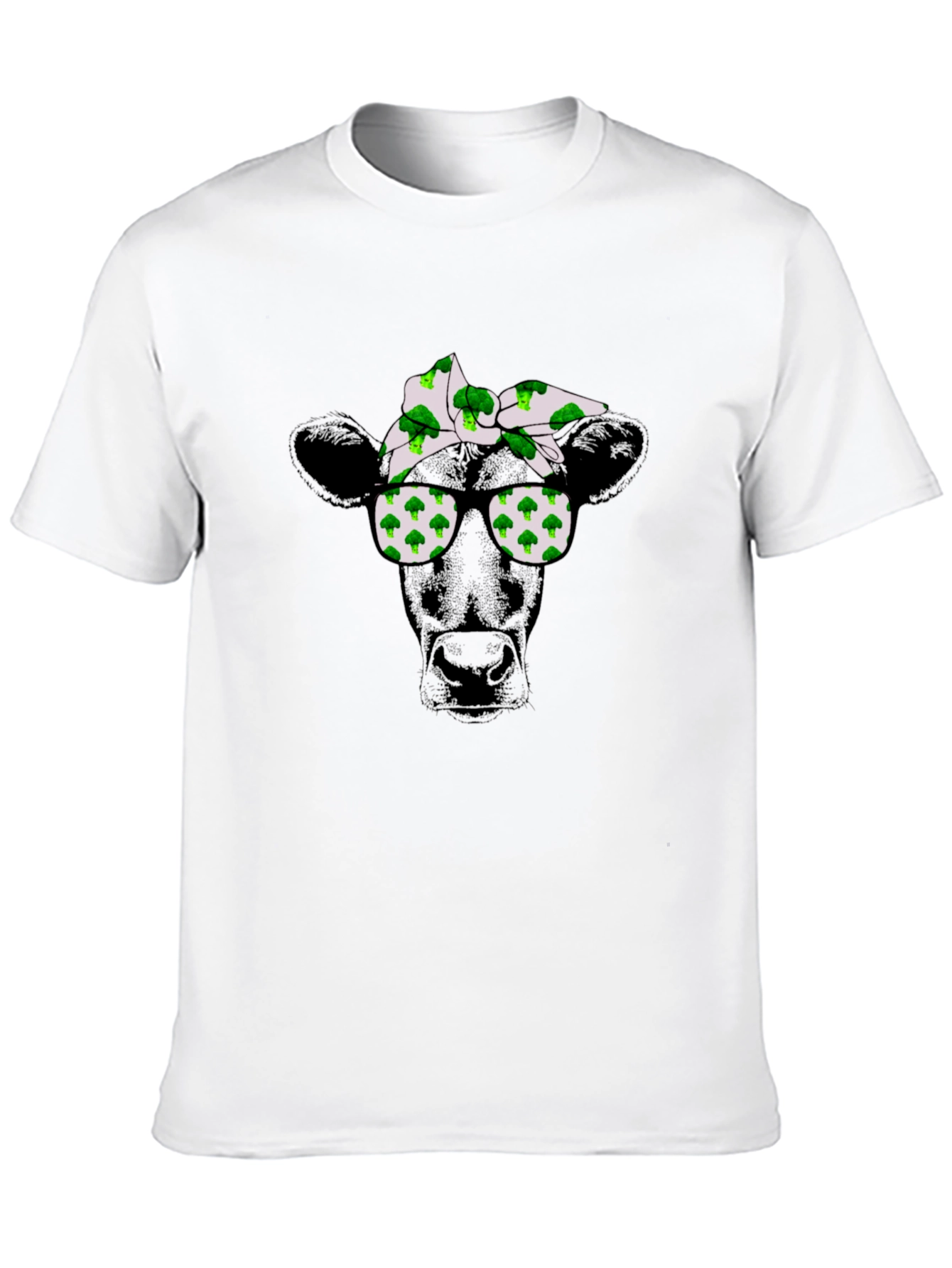 Black Cool Cow Broccoli Bandana T-Shirt view 10