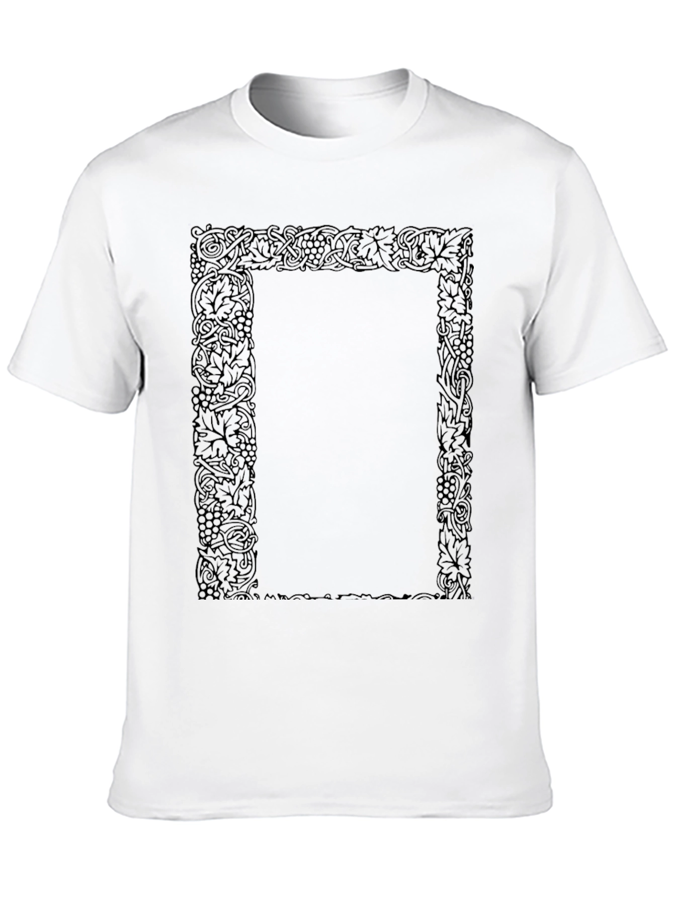 Black Ornate Border Black T-Shirt - Vintage Style view 10