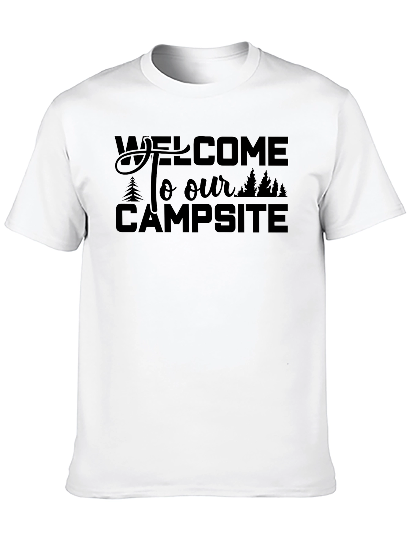 Black Welcome To Our Campsite Black Graphic T-Shirt view 10