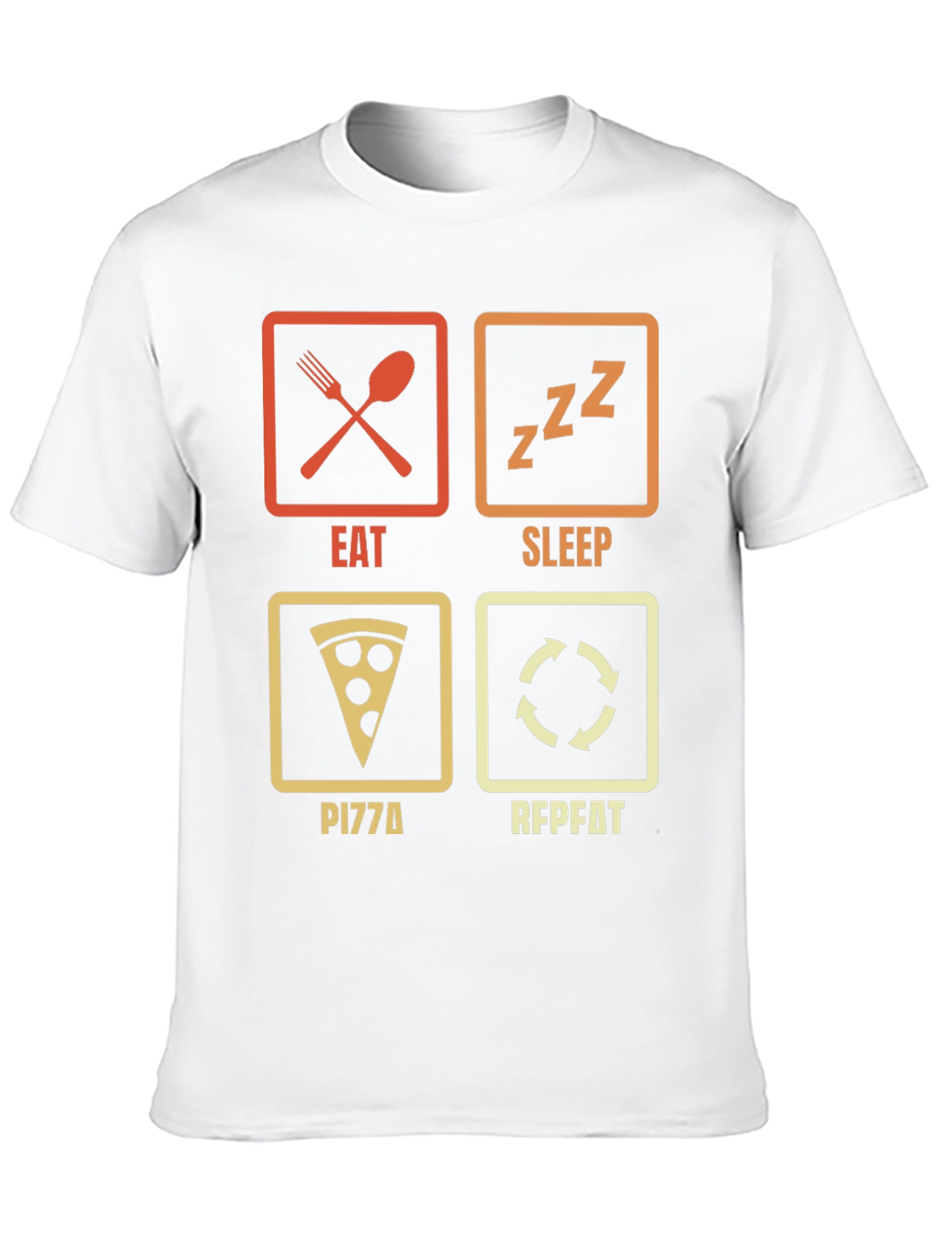 Black Eat Sleep Pizza Repeat T-Shirt - Funny Foodie Tee view 10