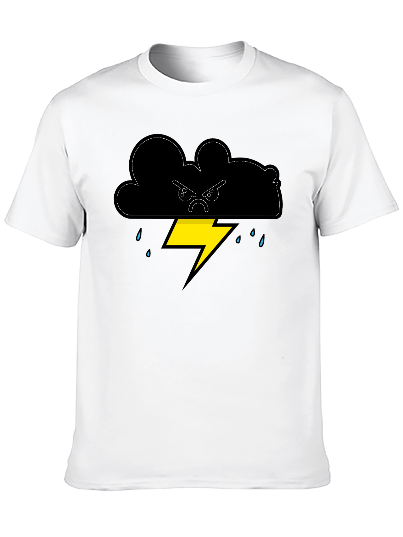 Black Angry Cloud Lightning Bolt Graphic Tee view 10