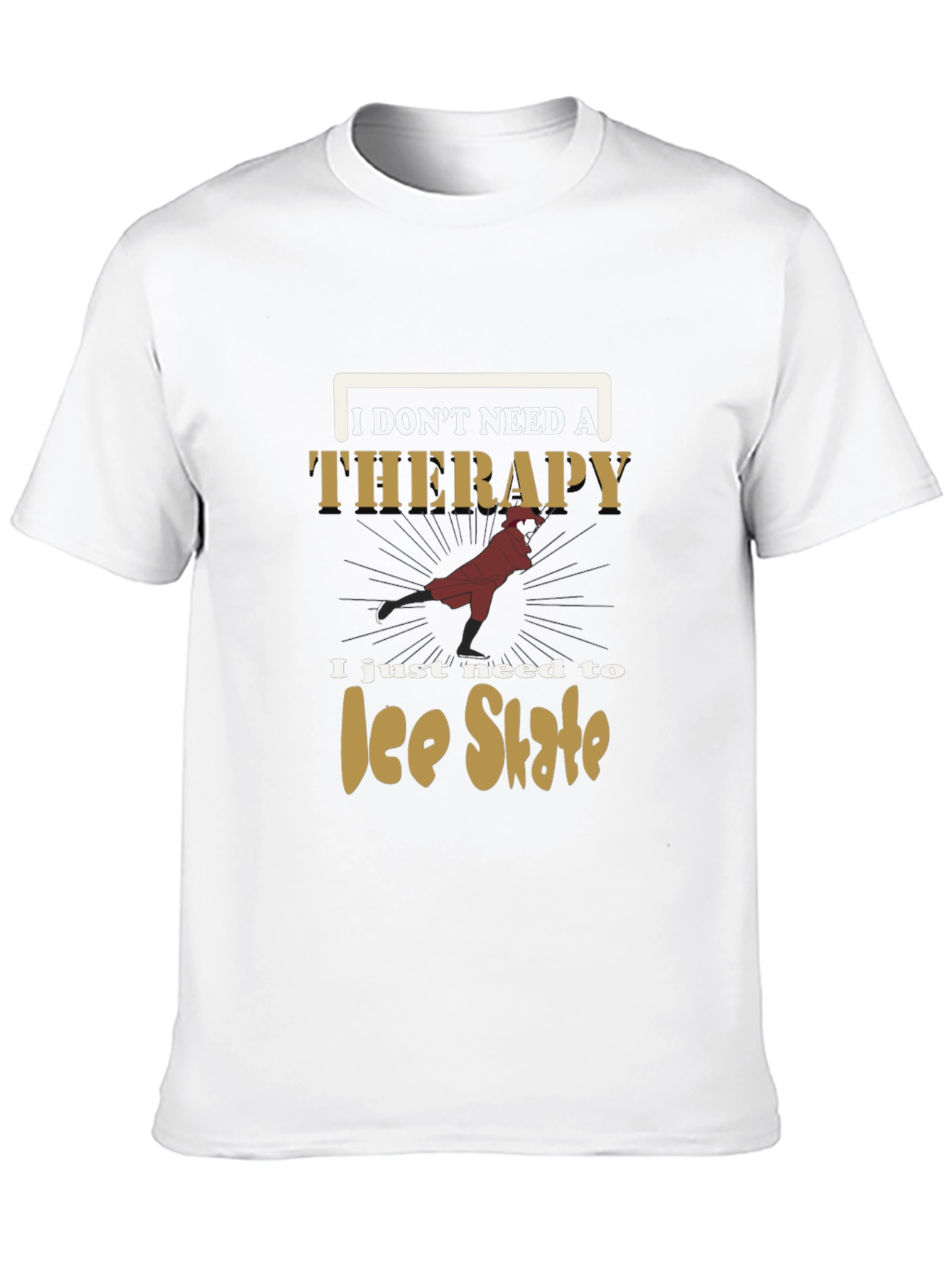 Black Ice Skate Therapy T-Shirt - Funny Ice Skating Tee view 10