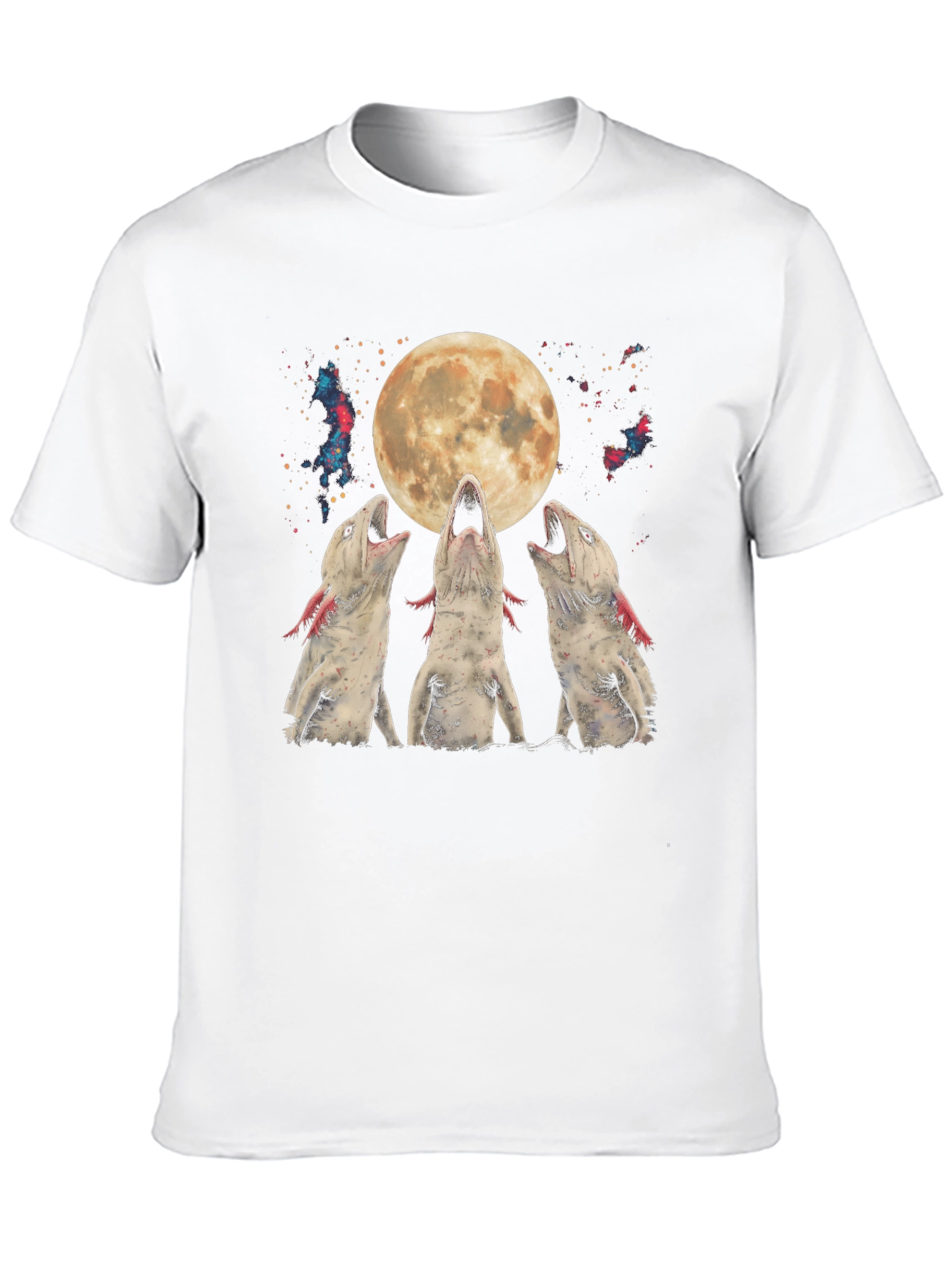 Black Axolotl Moon T-Shirt - Galaxy Howling Amphibian Tee view 10
