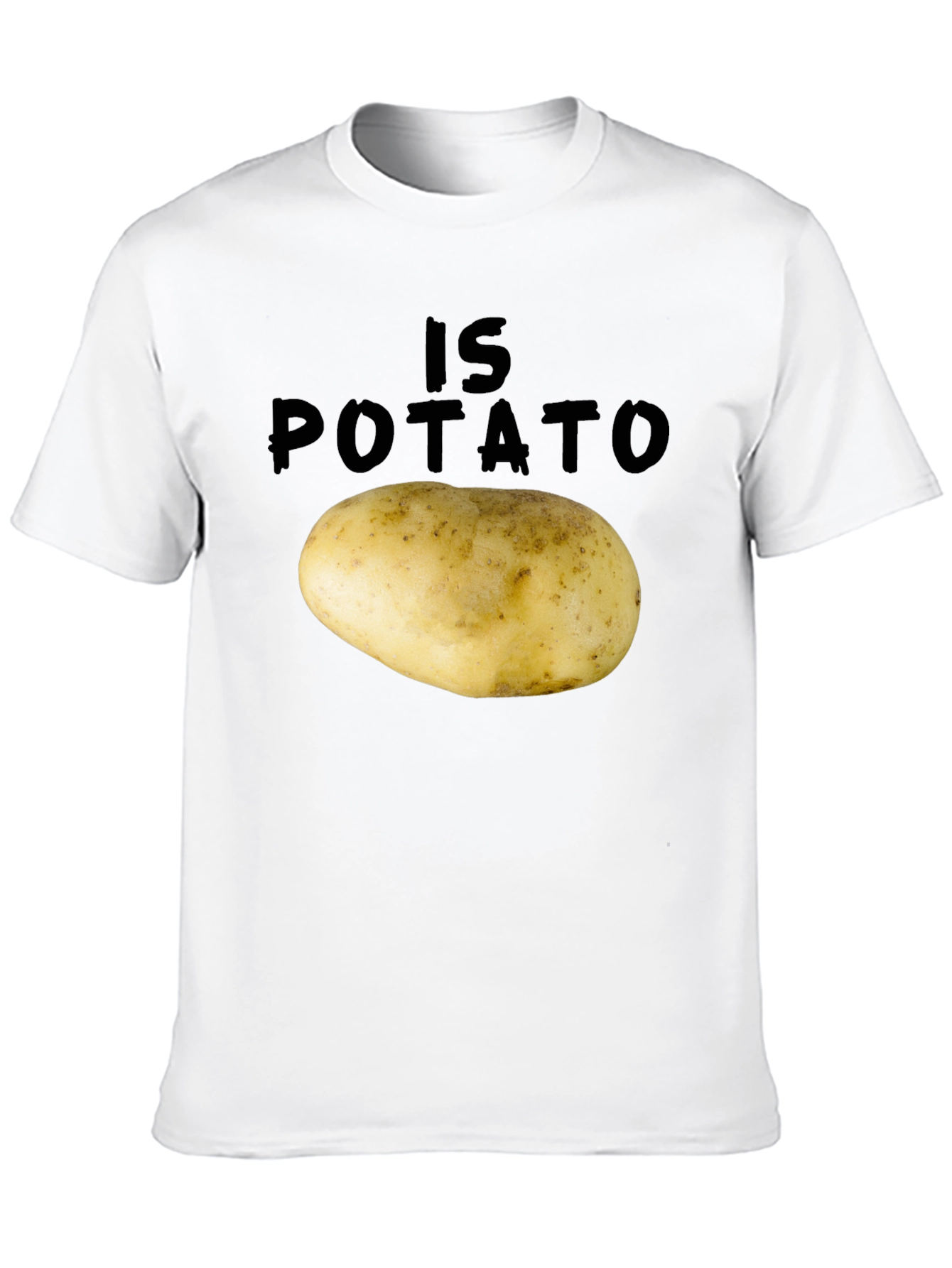 Black Funny "Is Potato" Graphic Tee - Black view 10