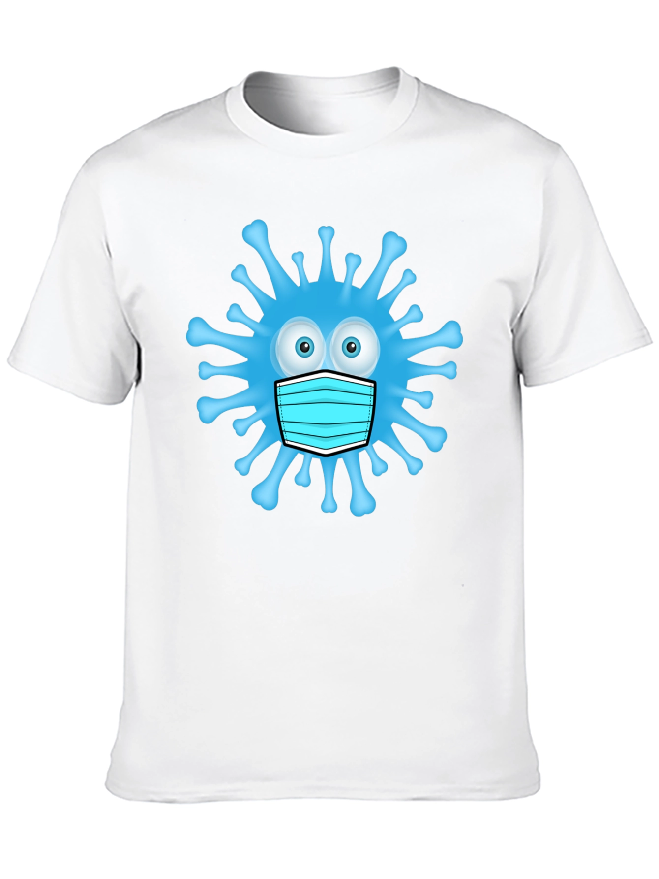 Black Cartoon Virus With Mask Men's Black T-Shirt view 10