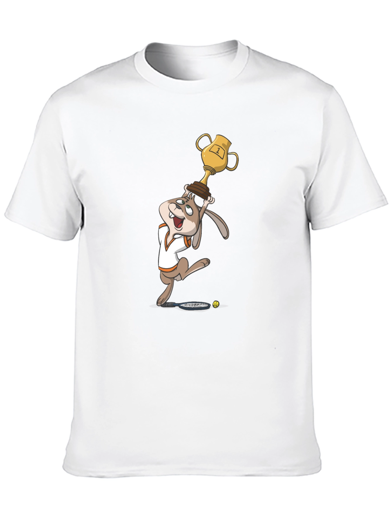 Black Cartoon Rabbit Tennis Champ Graphic Tee view 10