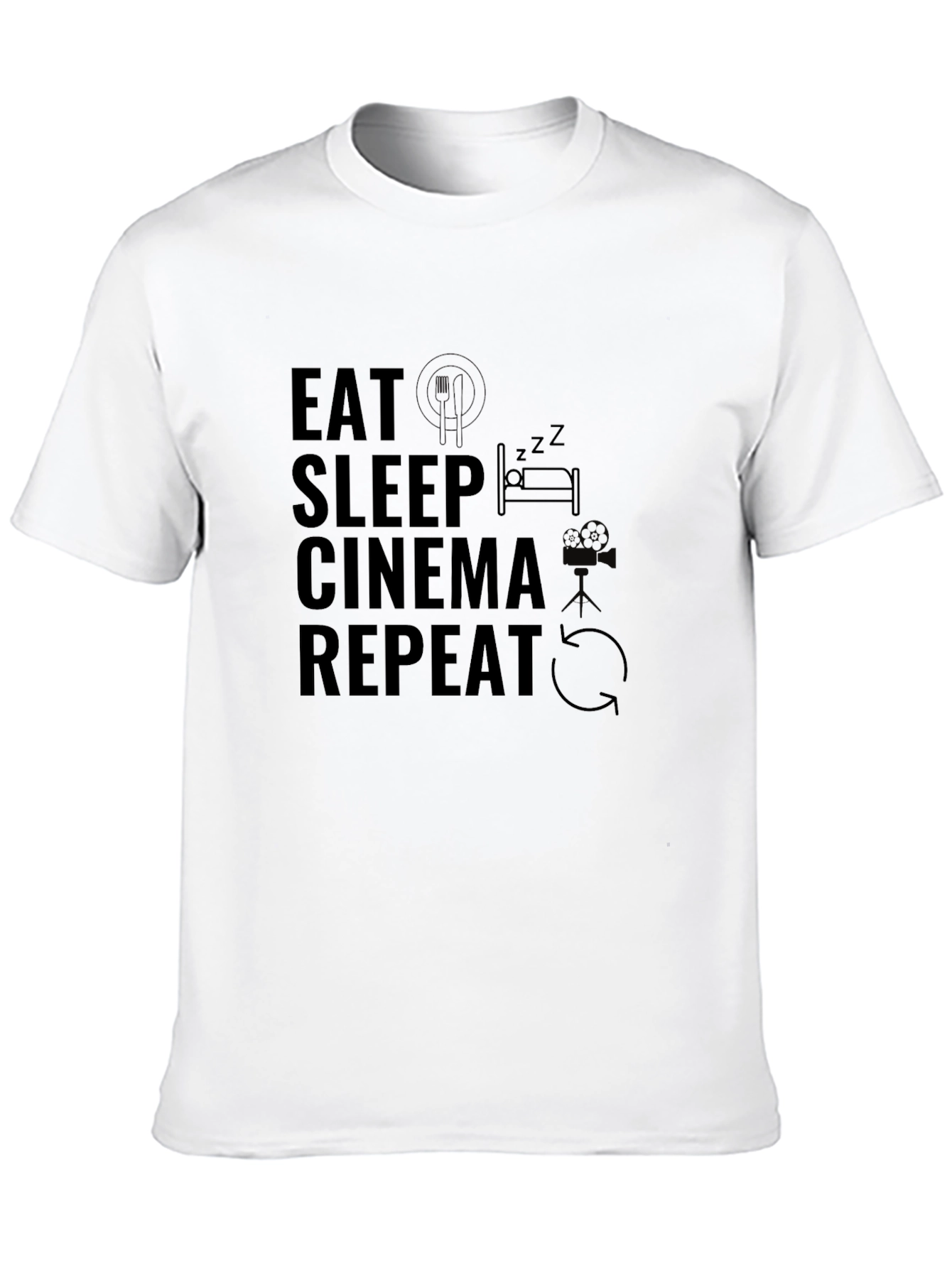 Black Eat Sleep Cinema Repeat Graphic Tee - Black view 10