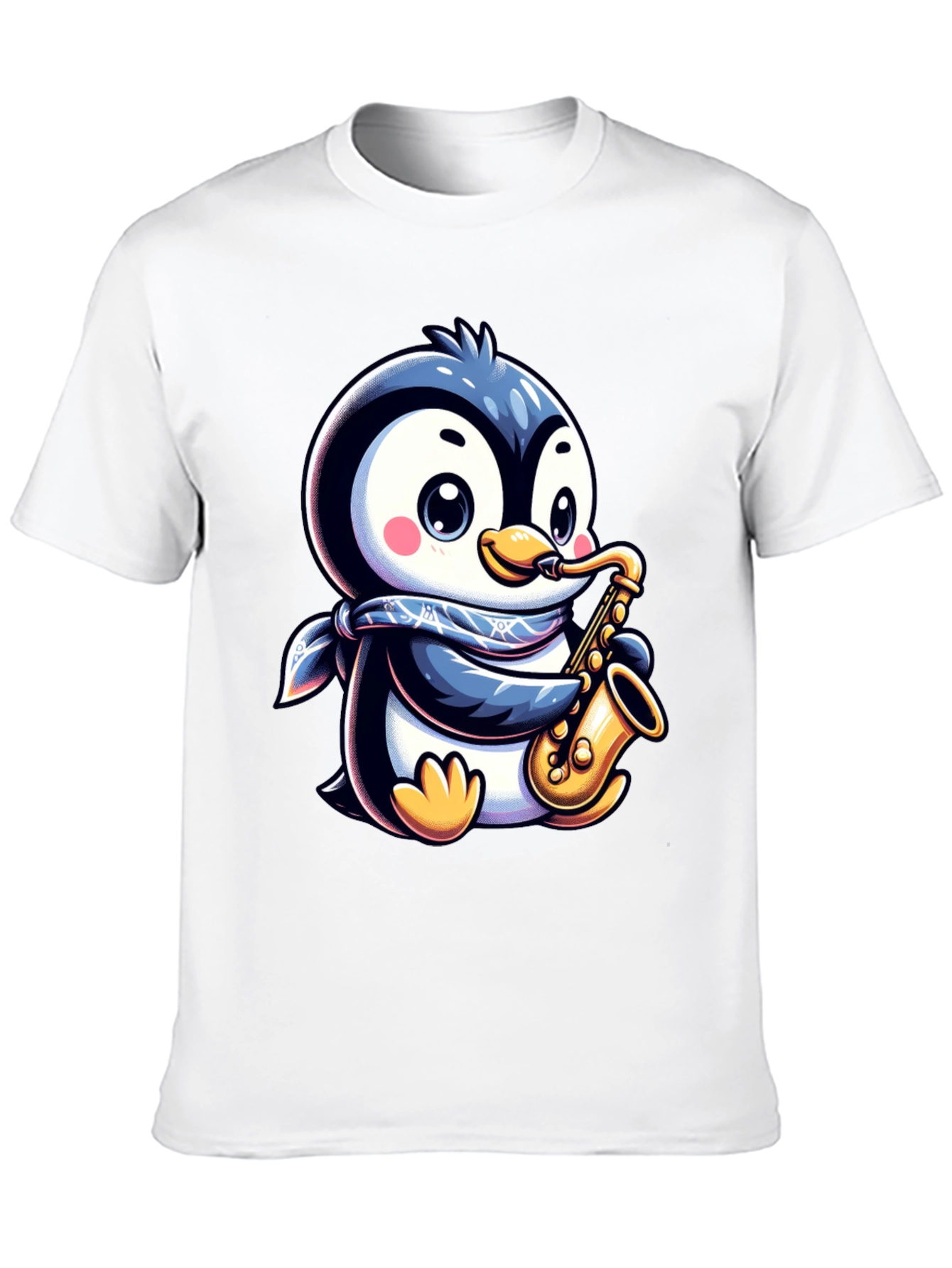Black Penguin Sax Player T-Shirt - Unique Graphic Tee view 10