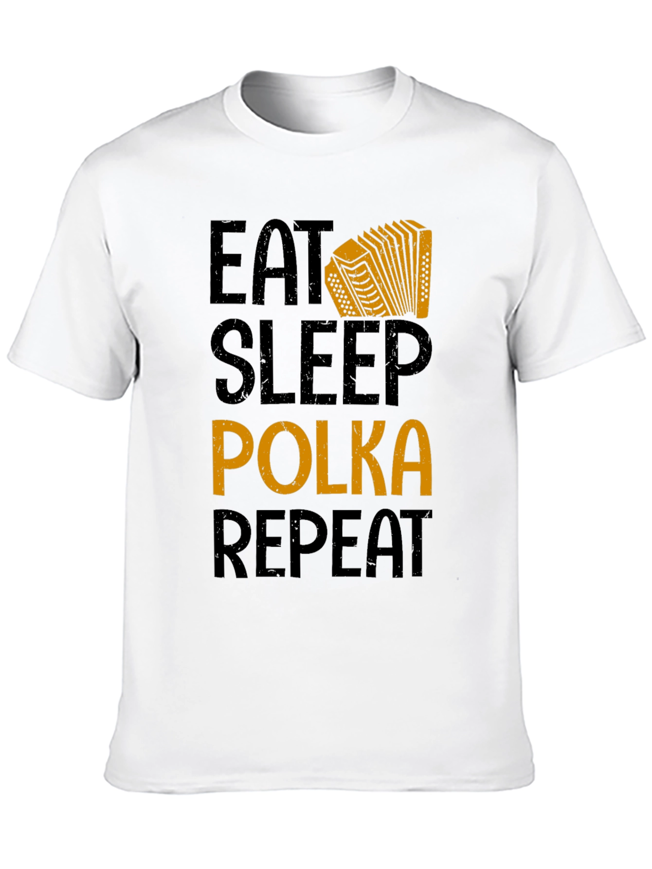 Black Eat Sleep Polka Repeat T-Shirt - Accordion Music Tee view 10