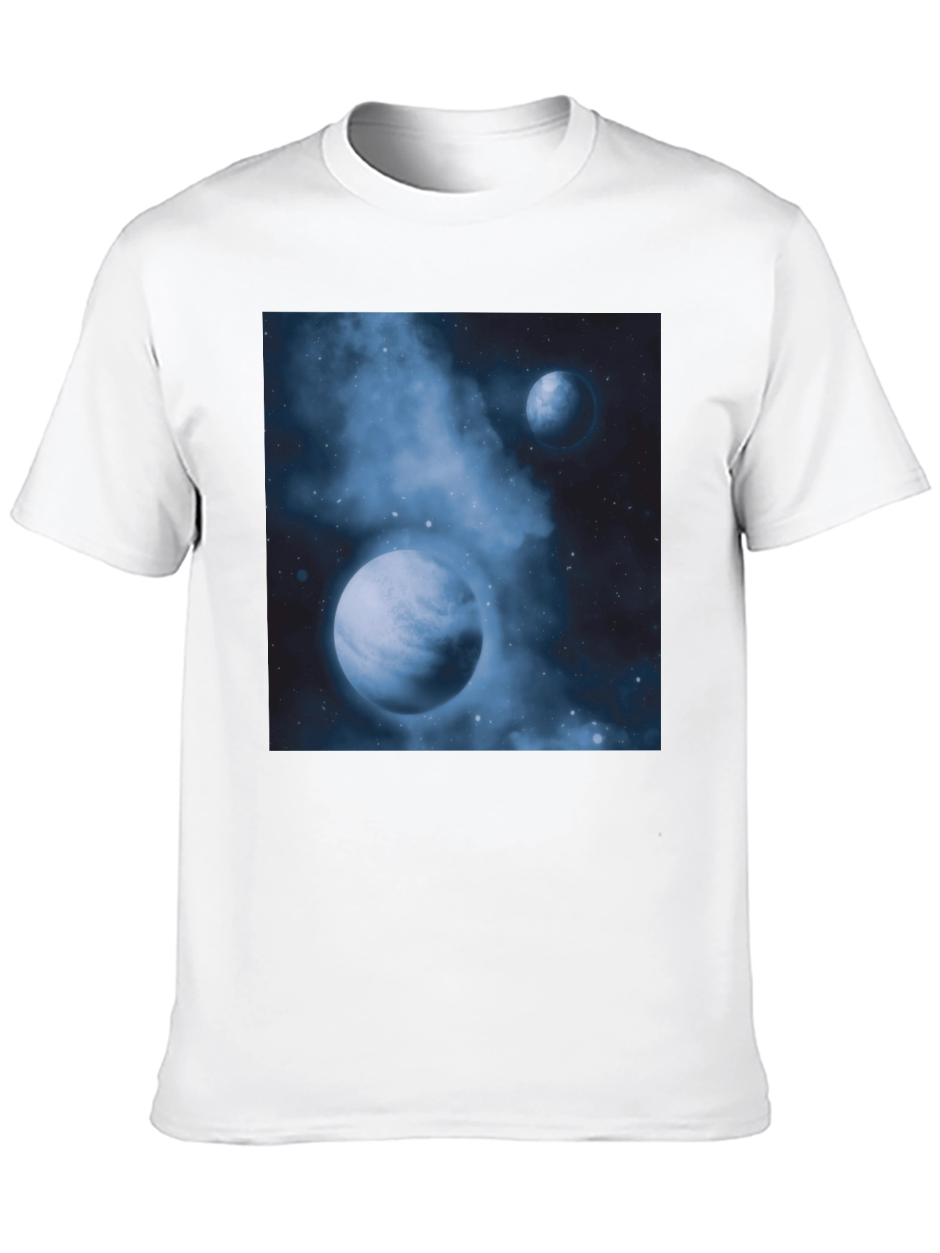 Black Nebula Planets Graphic Tee - Cosmic Black Cotton T-Shirt view 10