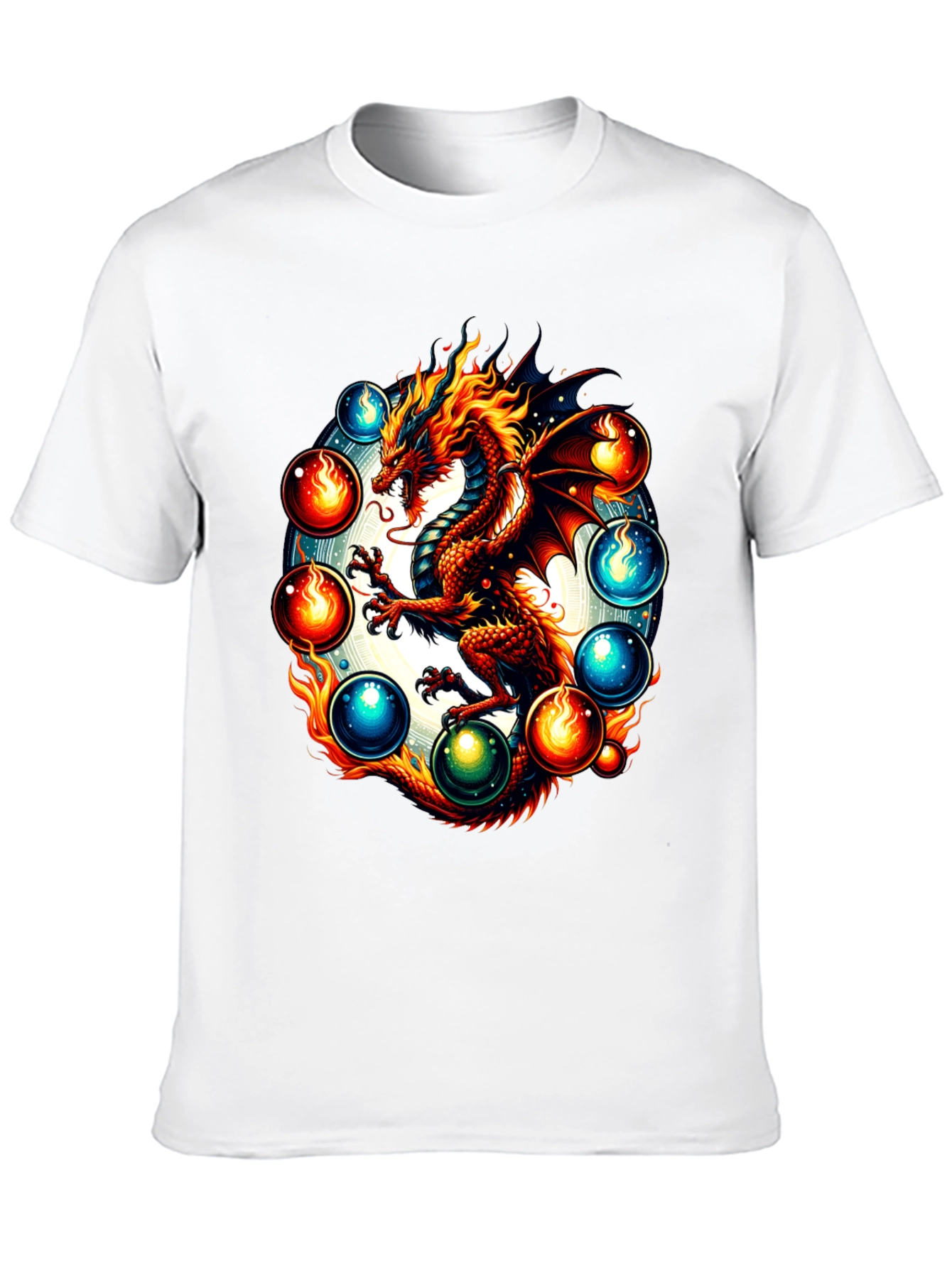 Black Dragon Orb Graphic Tee - Fire & Ice Fantasy T-Shirt view 10
