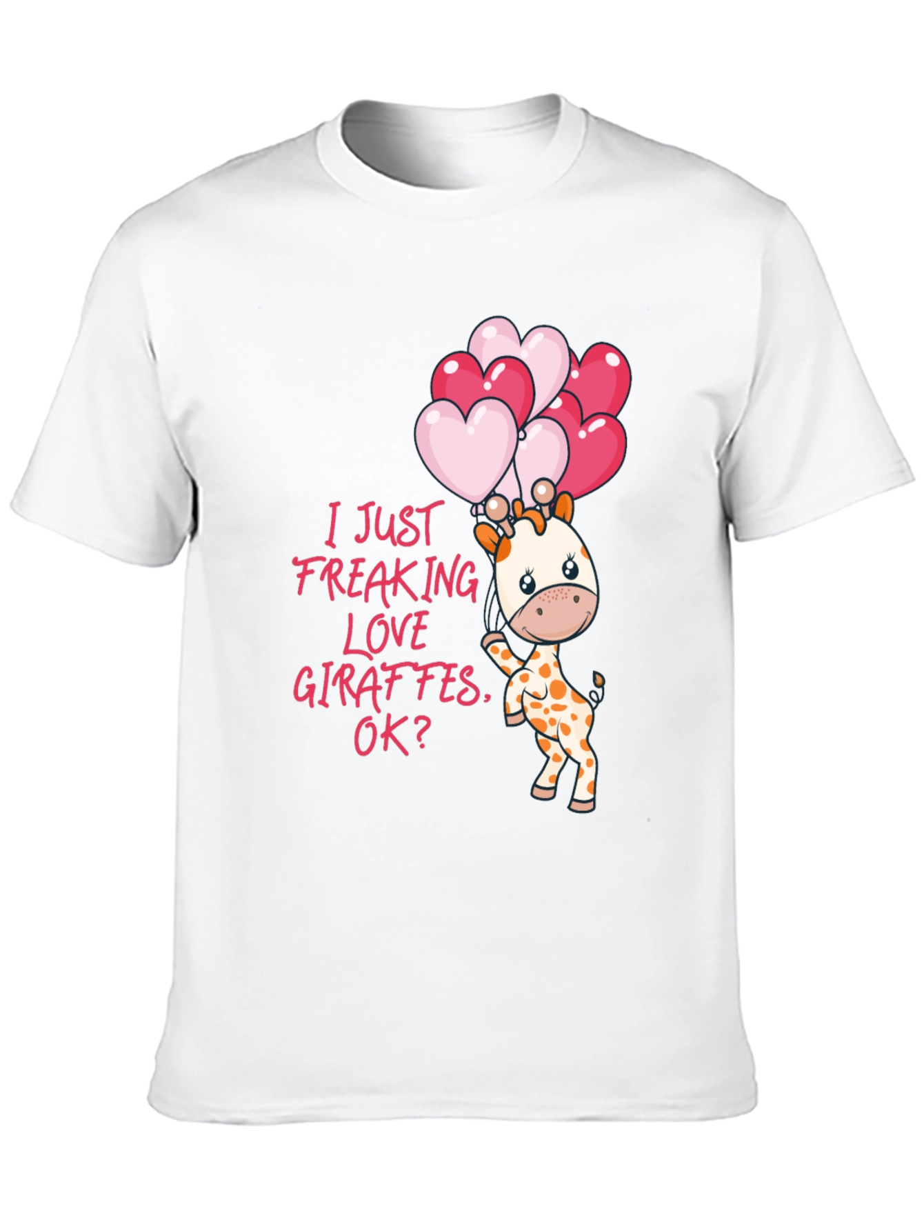 Black Cute Giraffe & Heart Balloons Graphic Tee view 10