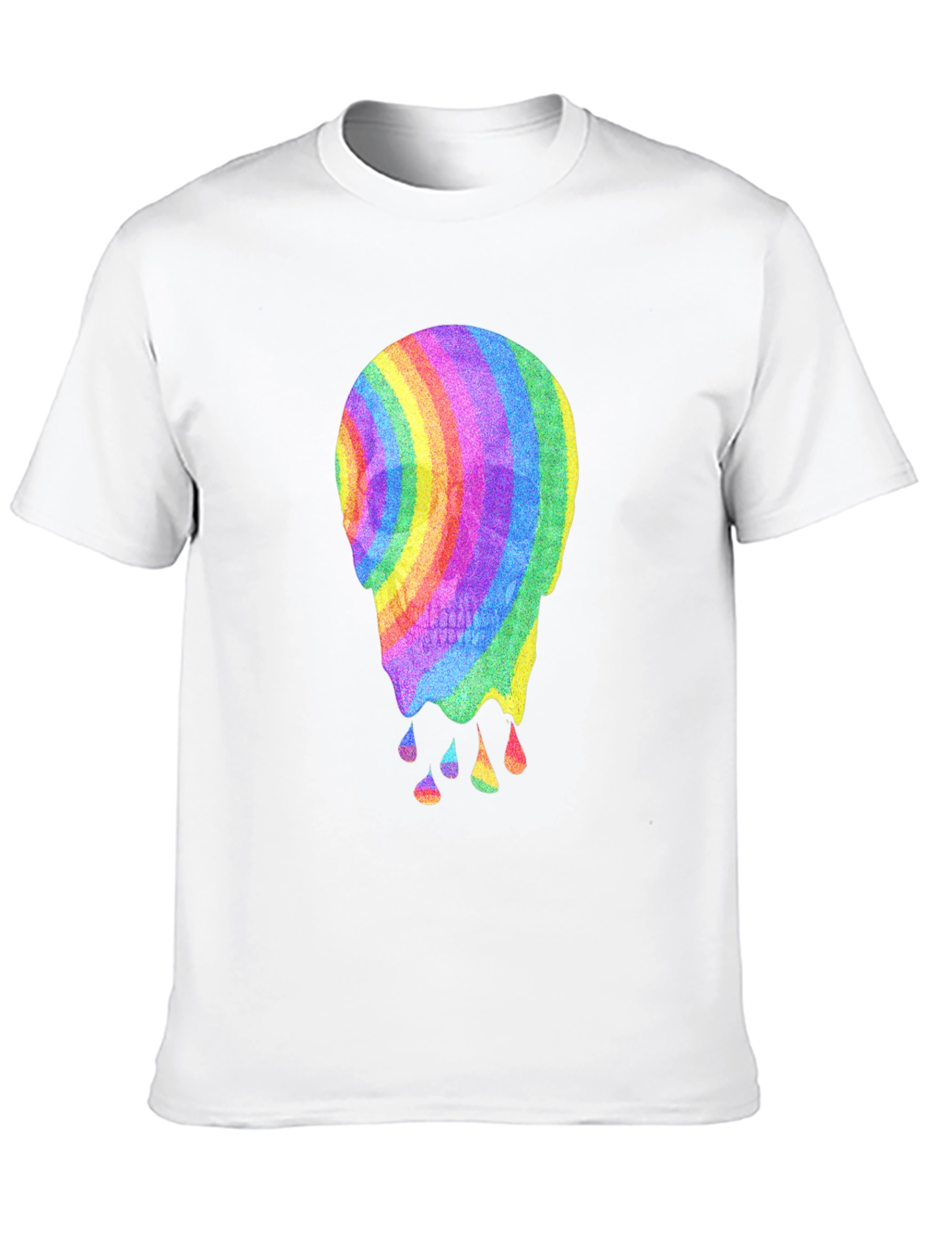 Black Rainbow Melting Skull Graphic Tee view 10