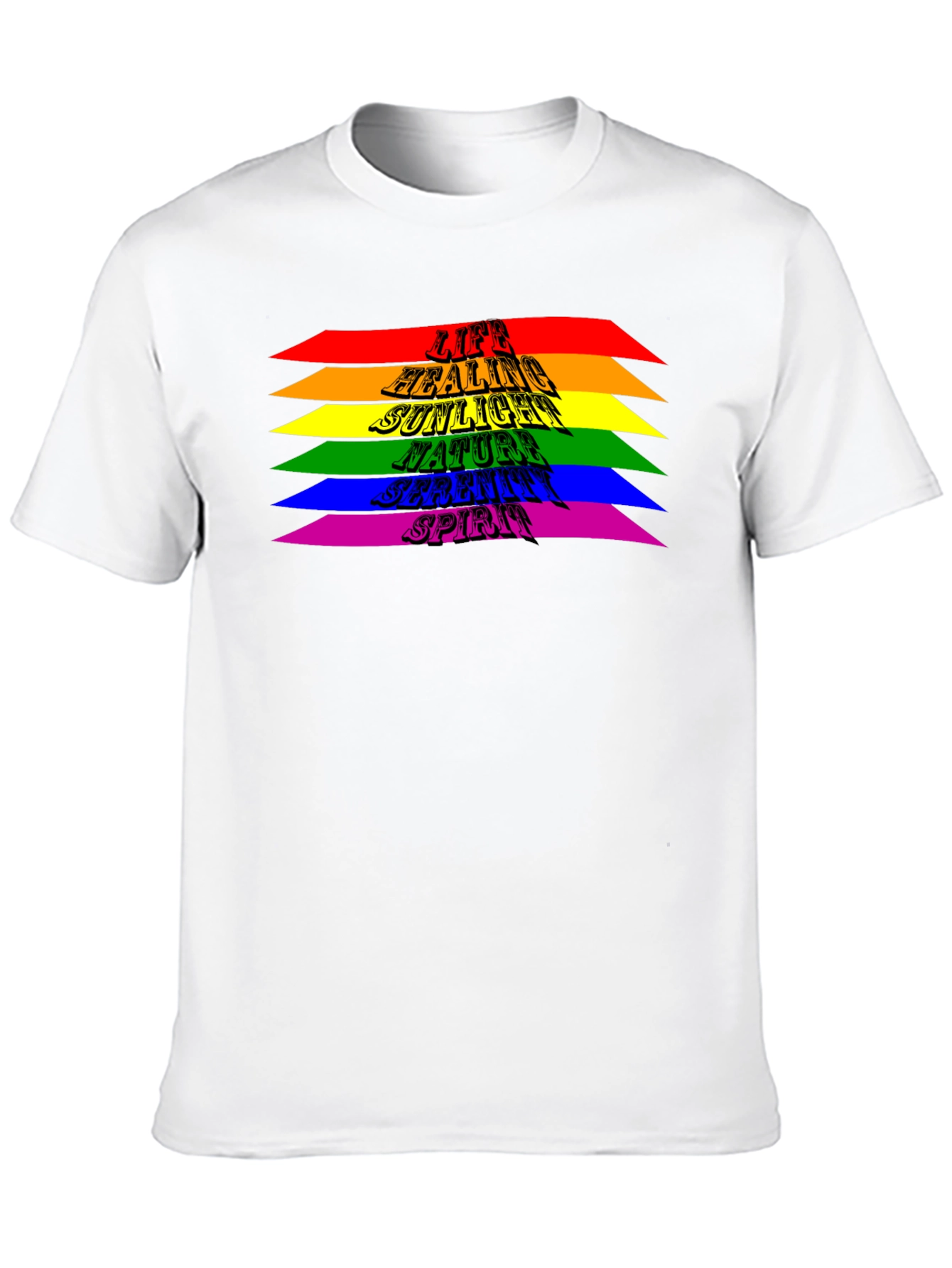 Black Rainbow Stripe T-Shirt - Life Healing Sunlight Spirit view 10