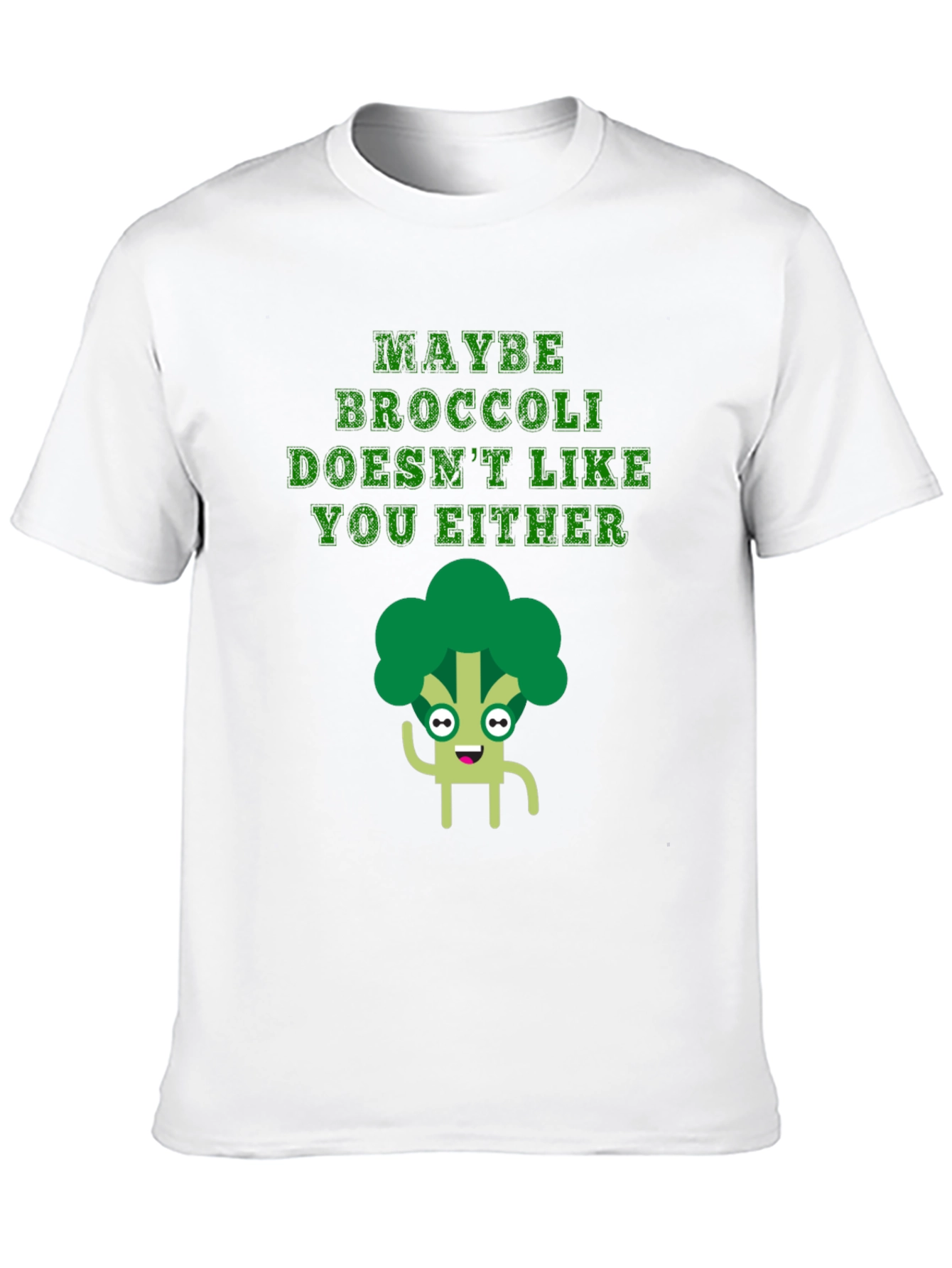 Black Funny Broccoli T-Shirt - Maybe Broccoli Doesn't Like You Either view 10
