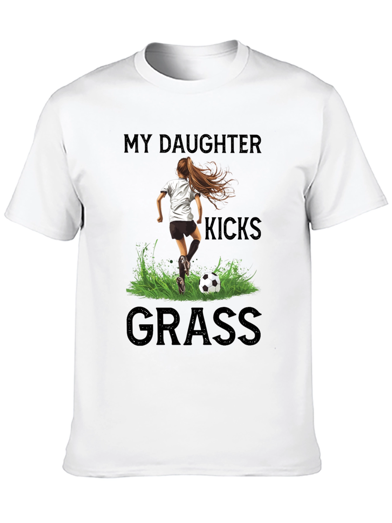 Black My Daughter Kicks Grass Soccer T-Shirt view 10