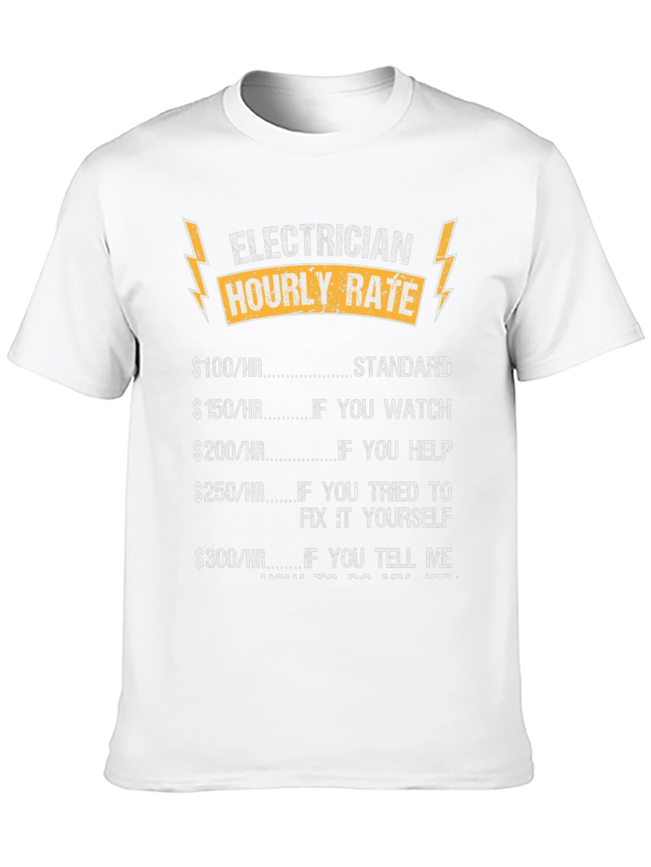 Black Electrician Hourly Rate T-Shirt Funny Job Tee view 10