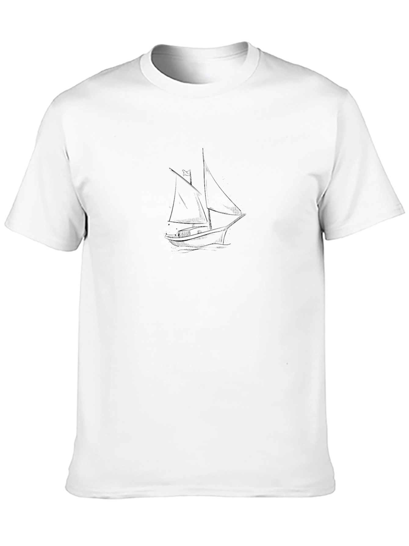 Black Men's Black T-Shirt with Sailboat Graphic view 10