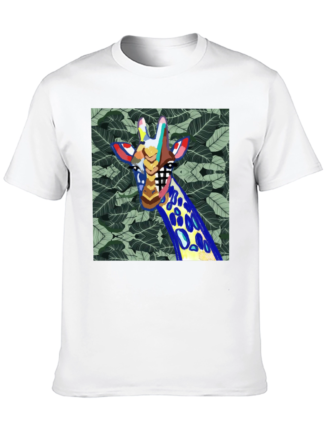 Black Abstract Giraffe Graphic Print Men's Black T-Shirt view 10