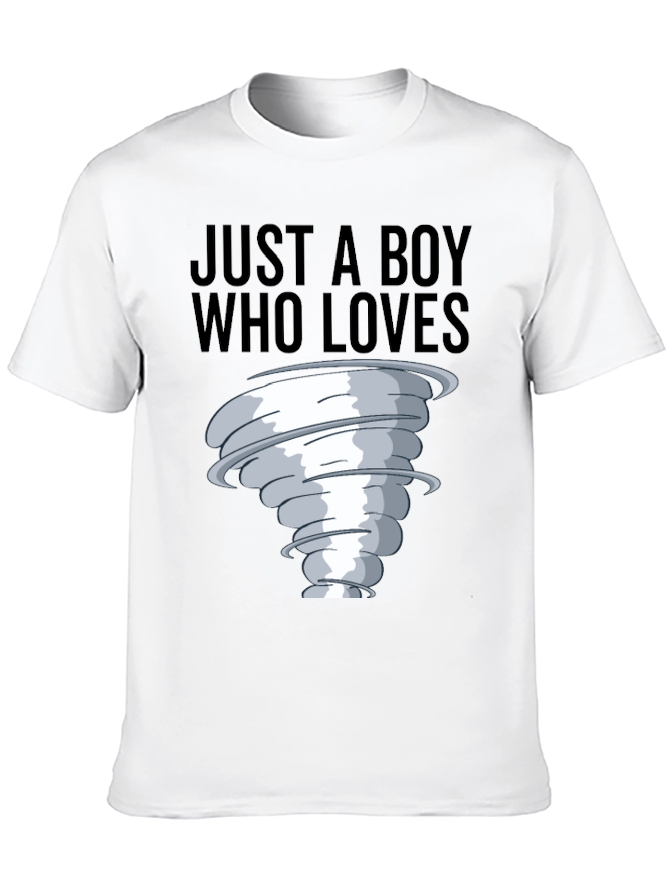Black Boy Who Loves Tornado T-Shirt, Black Cotton Tee view 10