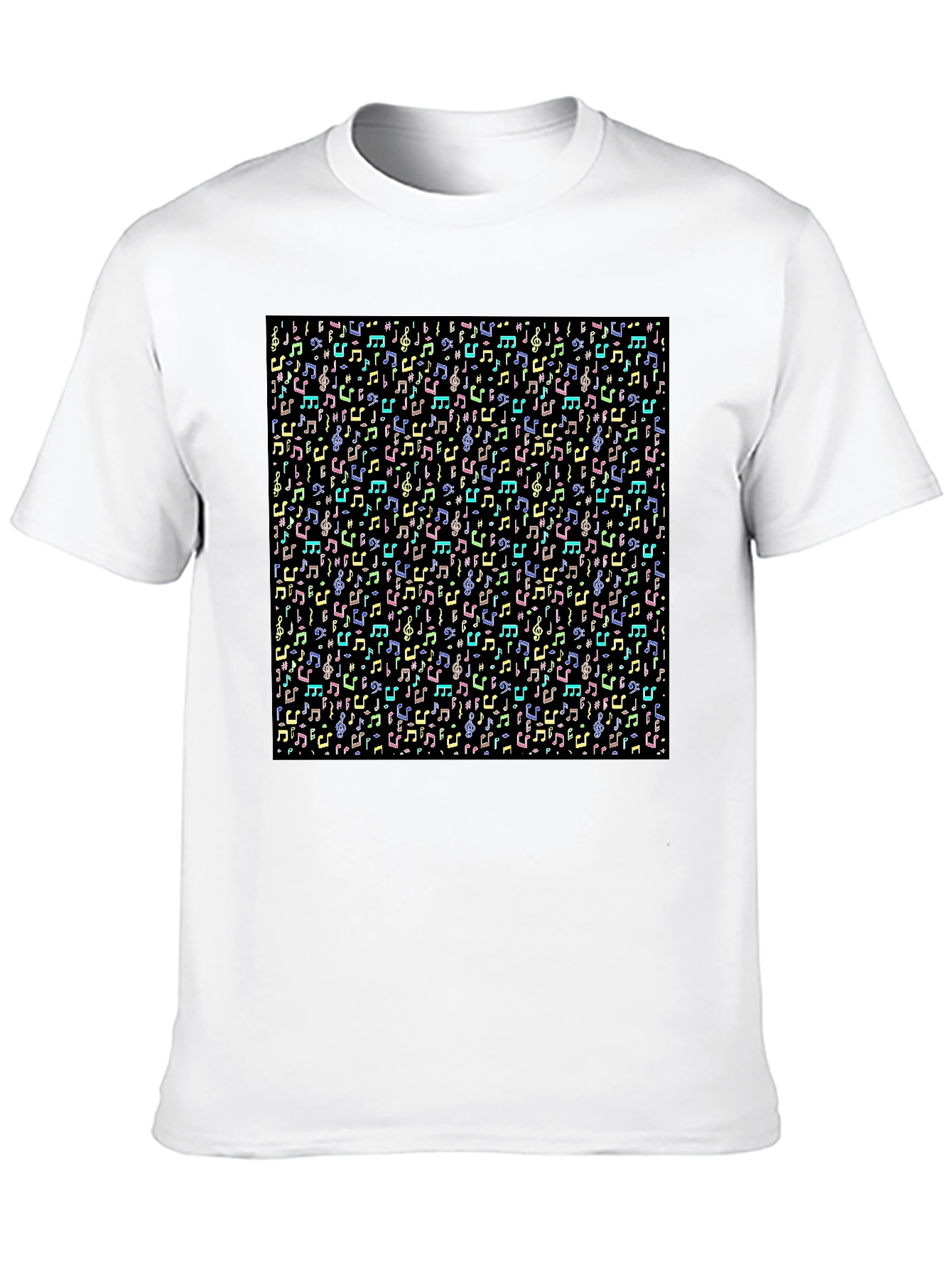 Black Musical Notes Pattern T-Shirt - Black view 10