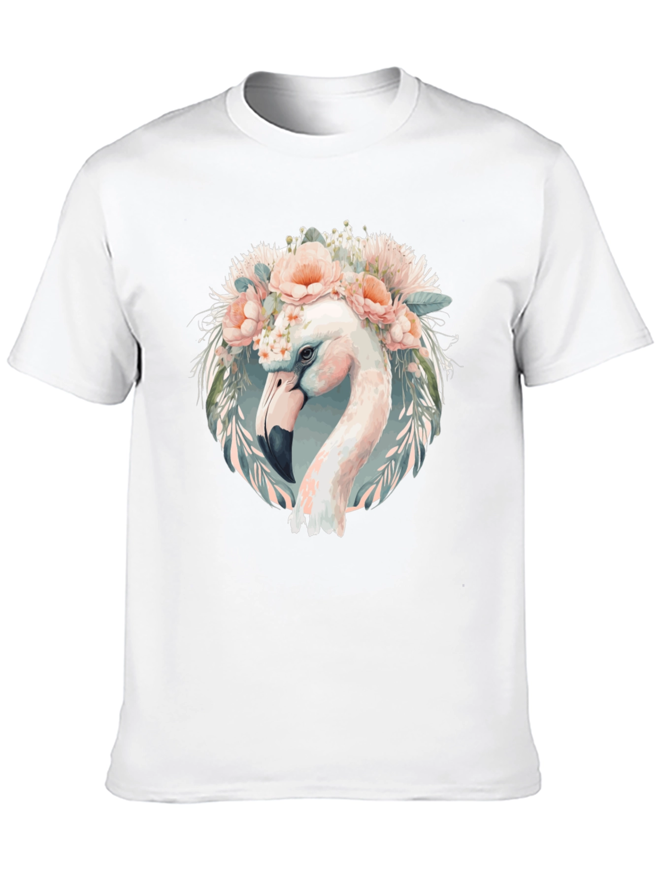 Black Floral Flamingo Graphic Tee - Black Cotton T-Shirt view 10