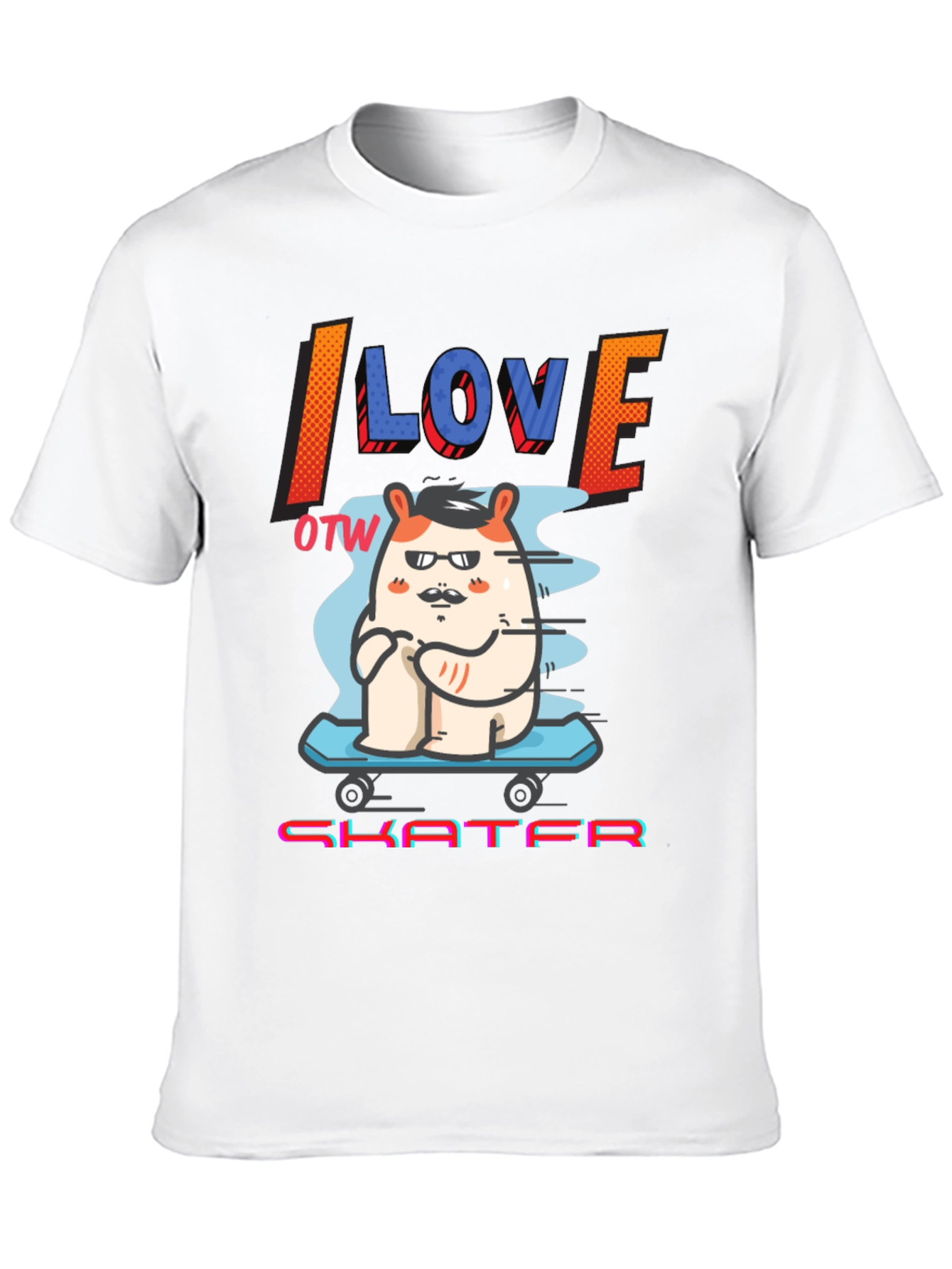 Black I Love OTW Skater T-Shirt - Funny Graphic Tee view 10