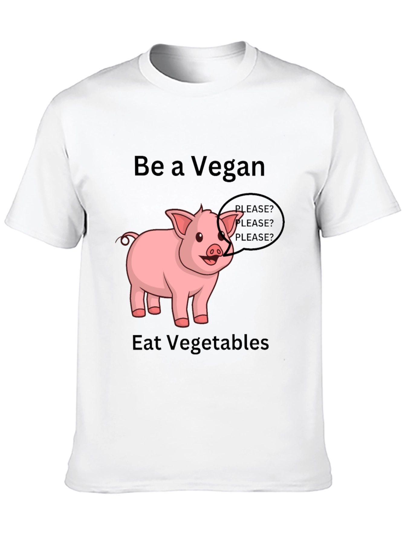 Black Vegan Pig Graphic Tee - Eat Vegetables view 10