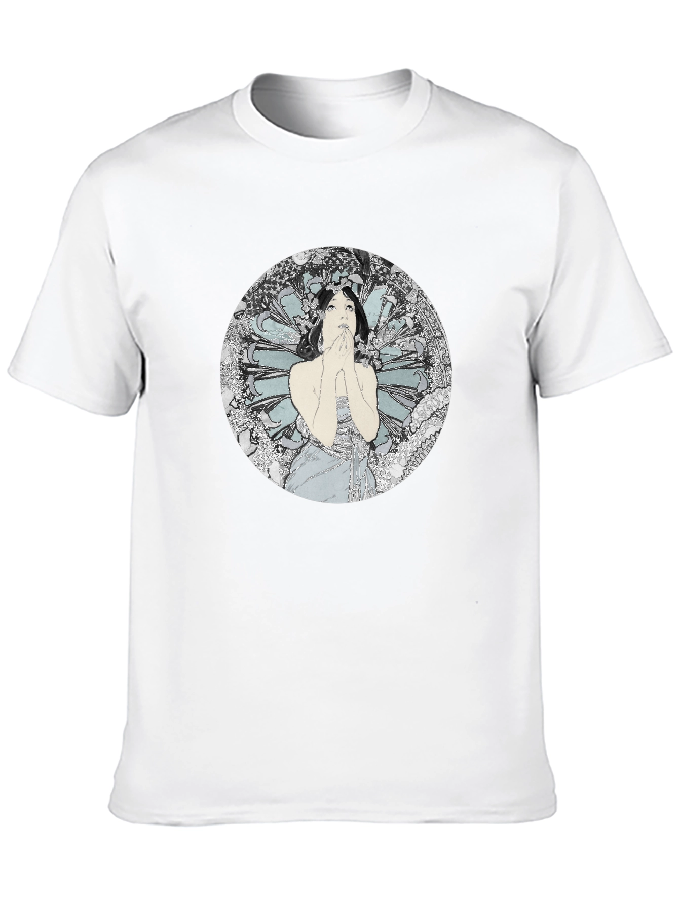 Black Art Nouveau Woman Graphic Tee - Black view 10