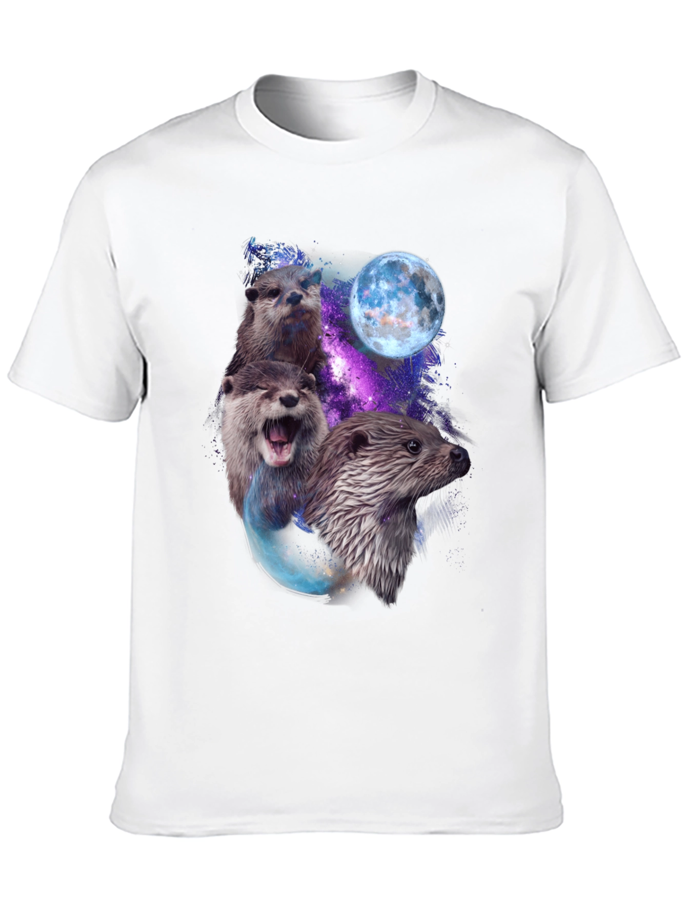 Black Otter Galaxy Graphic T-Shirt view 10