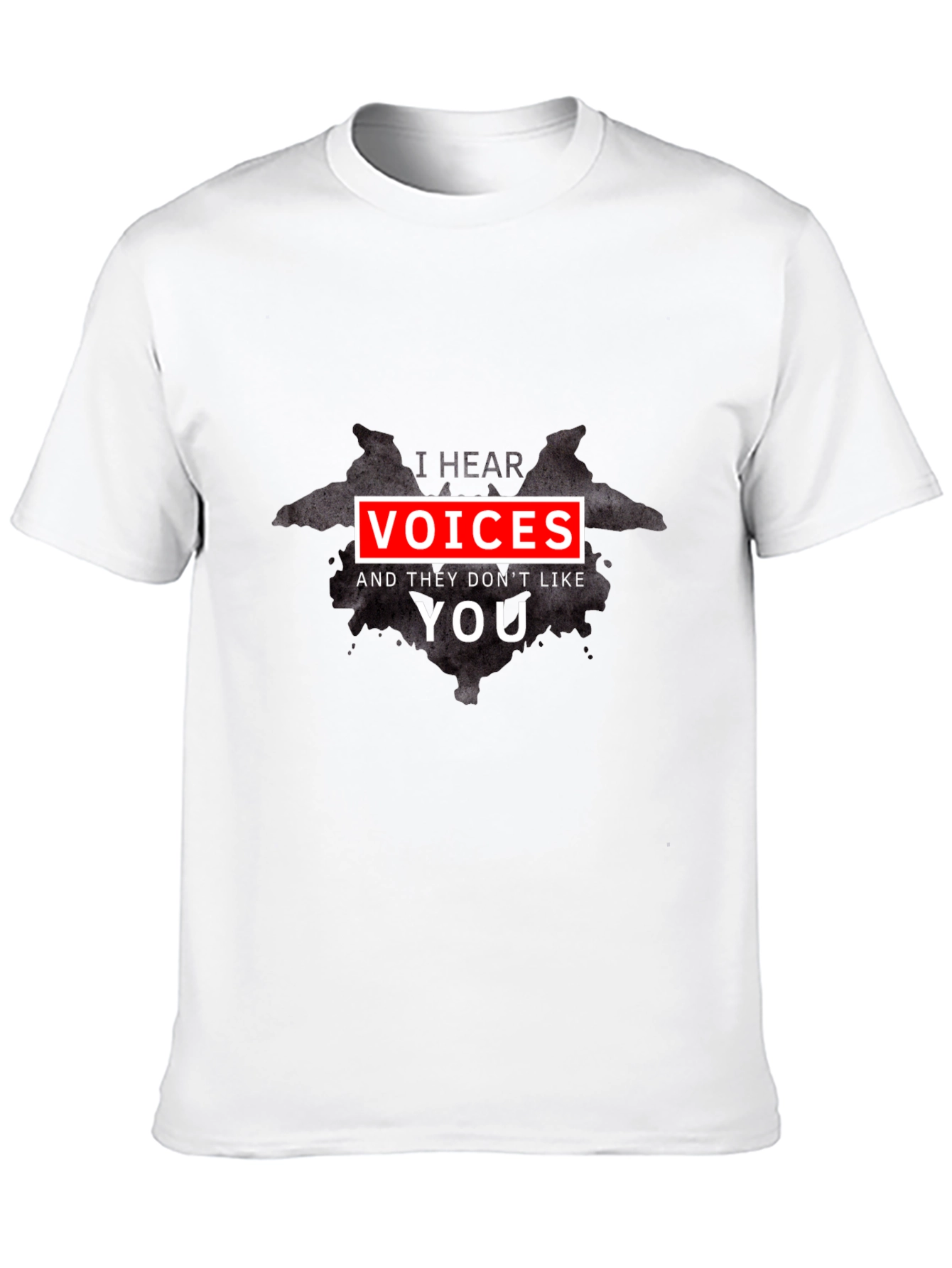 Black I Hear Voices Funny Black T-Shirt view 10