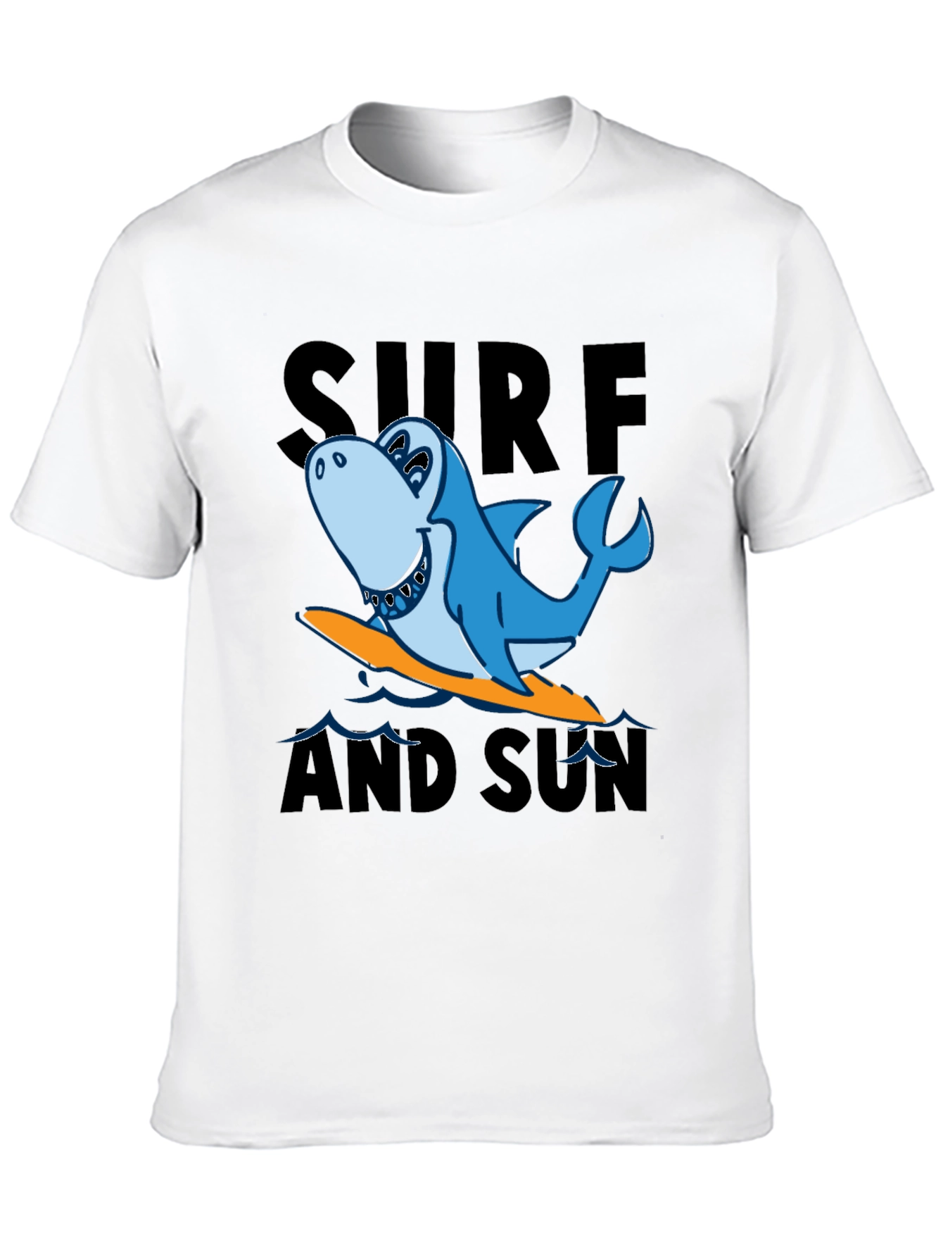 Black Surf & Sun Shark T-Shirt - Black Cotton Tee view 10