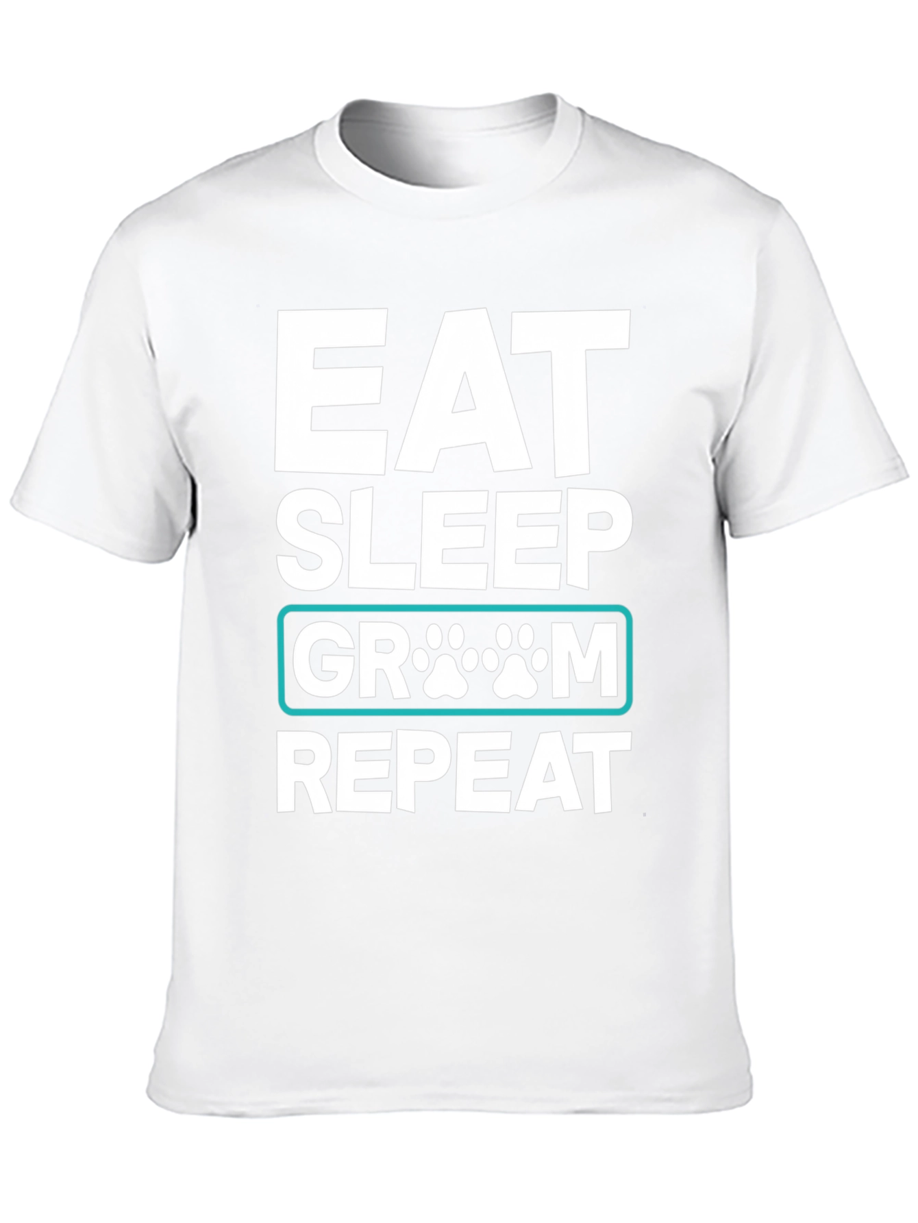Black Eat Sleep Groom Repeat Dog Paw T-Shirt view 10
