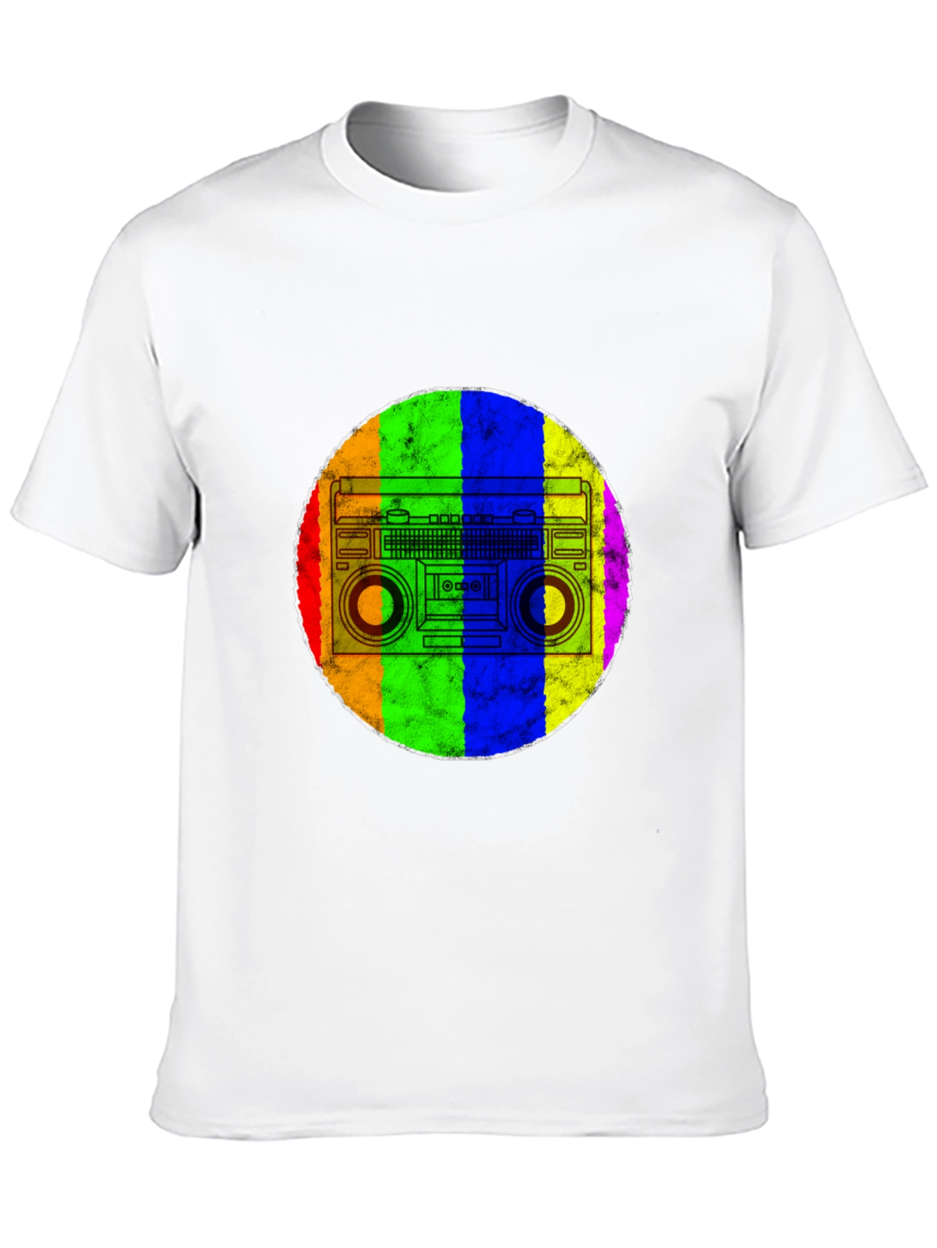 Black Retro Rainbow Boombox T-Shirt view 10