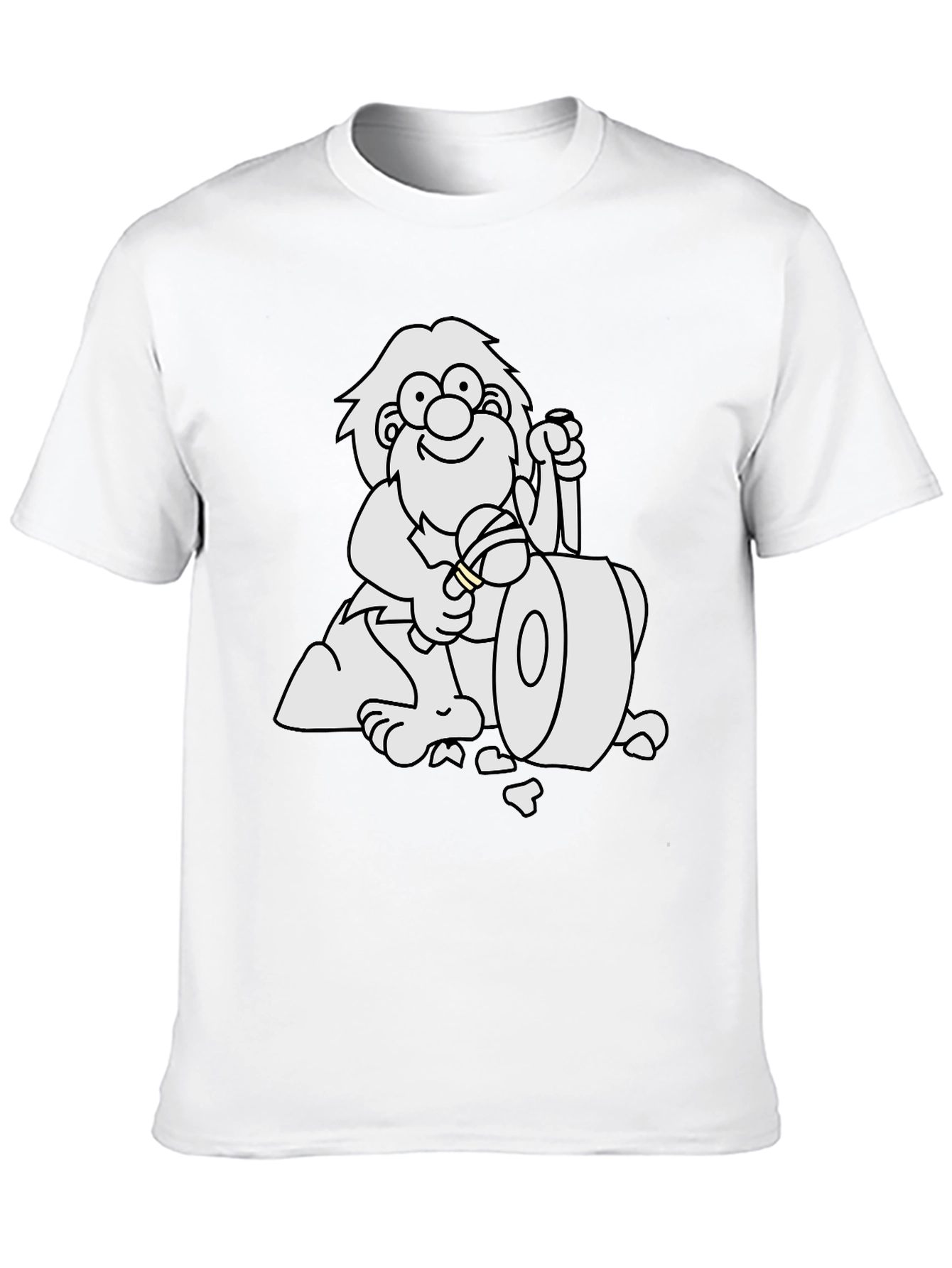 Black Cartoon Caveman Black T-Shirt view 10
