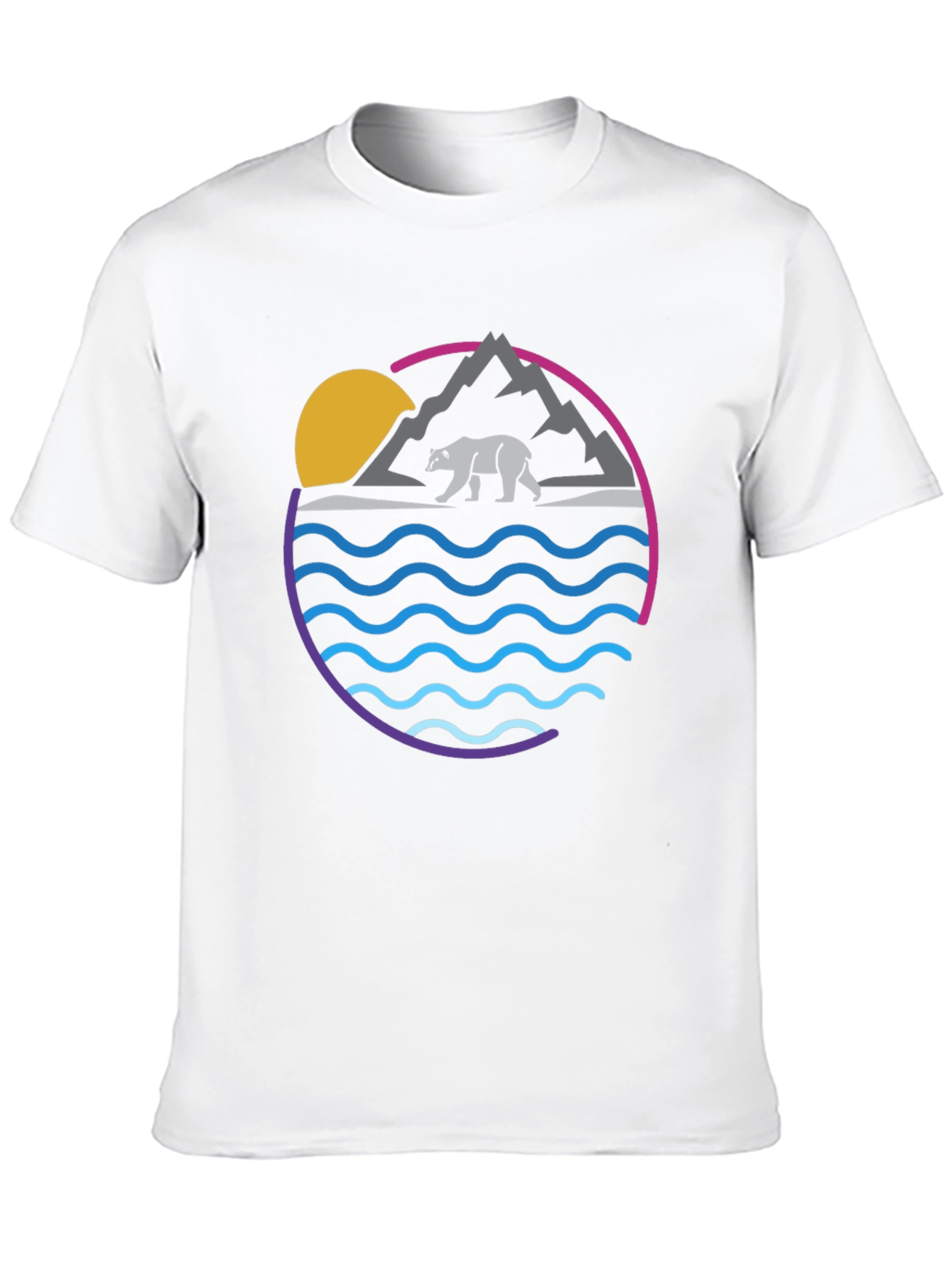 Bear Mountain Wave Graphic Tee - Cool Nature Shirt - 10