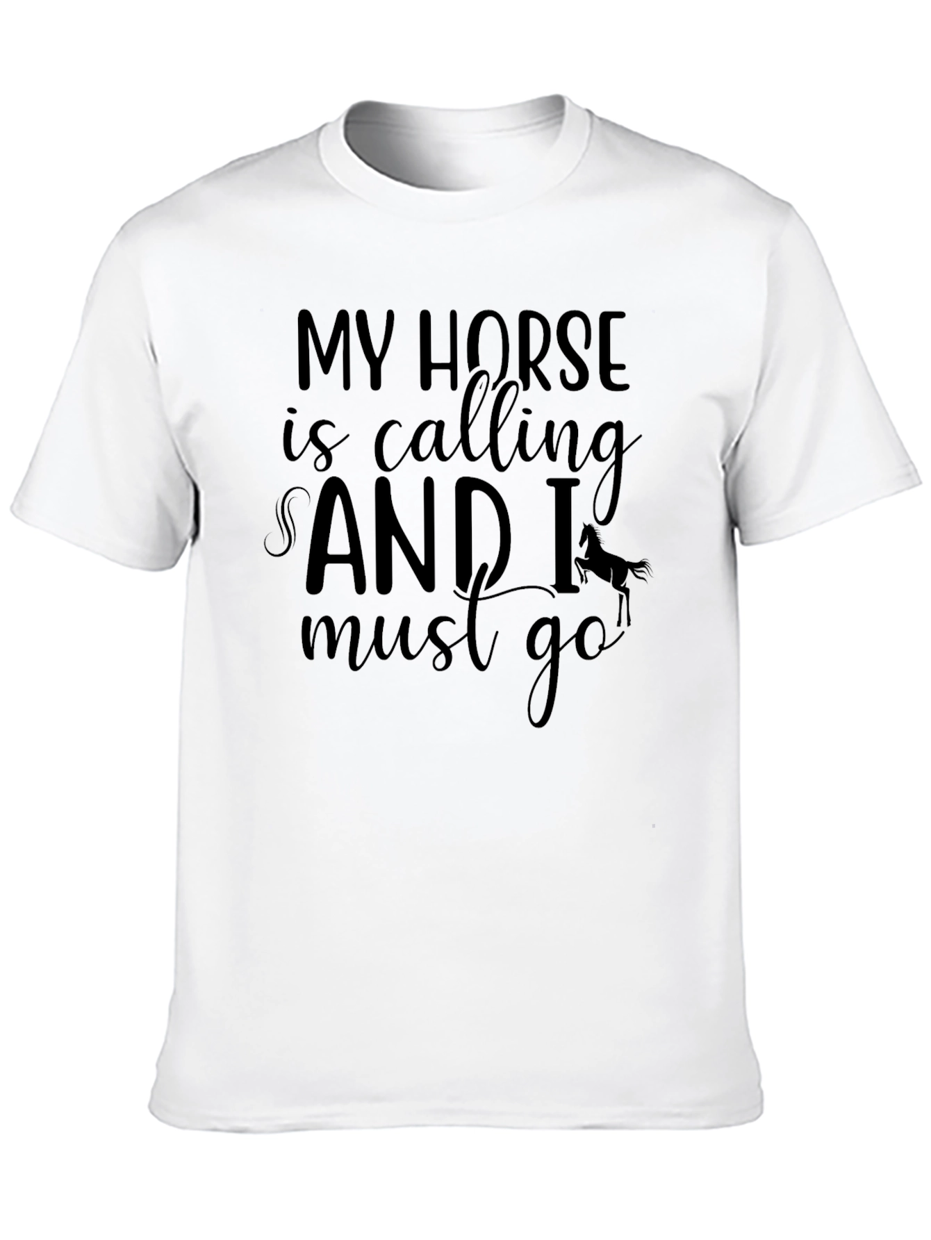 Black Horse Lover's Tee: My Horse Is Calling T-Shirt view 10