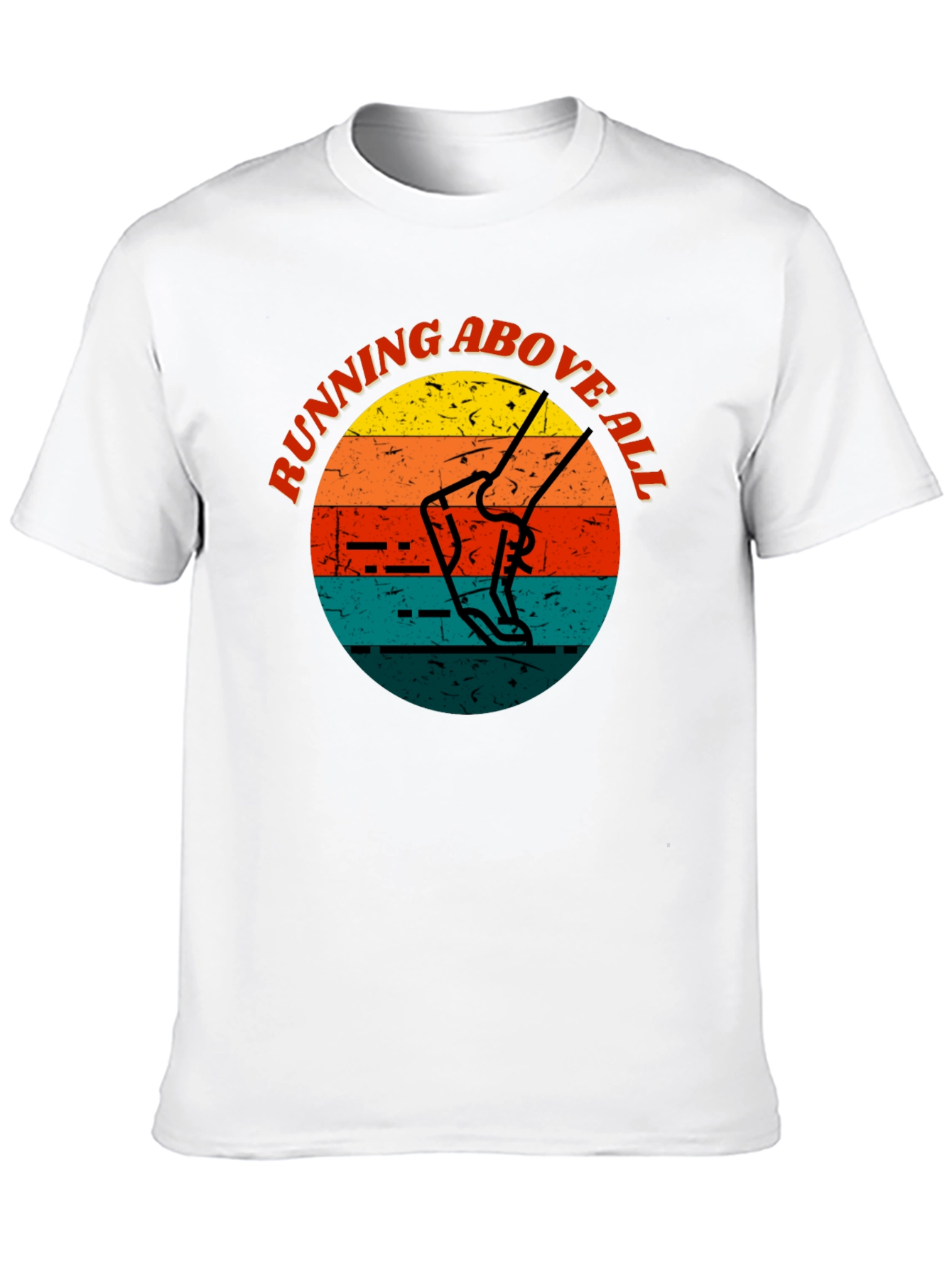 Black Running Above All Retro Style T-Shirt view 10