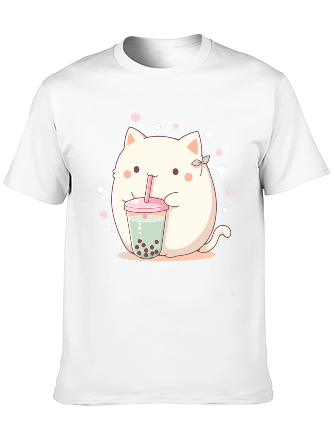 Black Cute Boba Cat T-Shirt - Kawaii Style view 10
