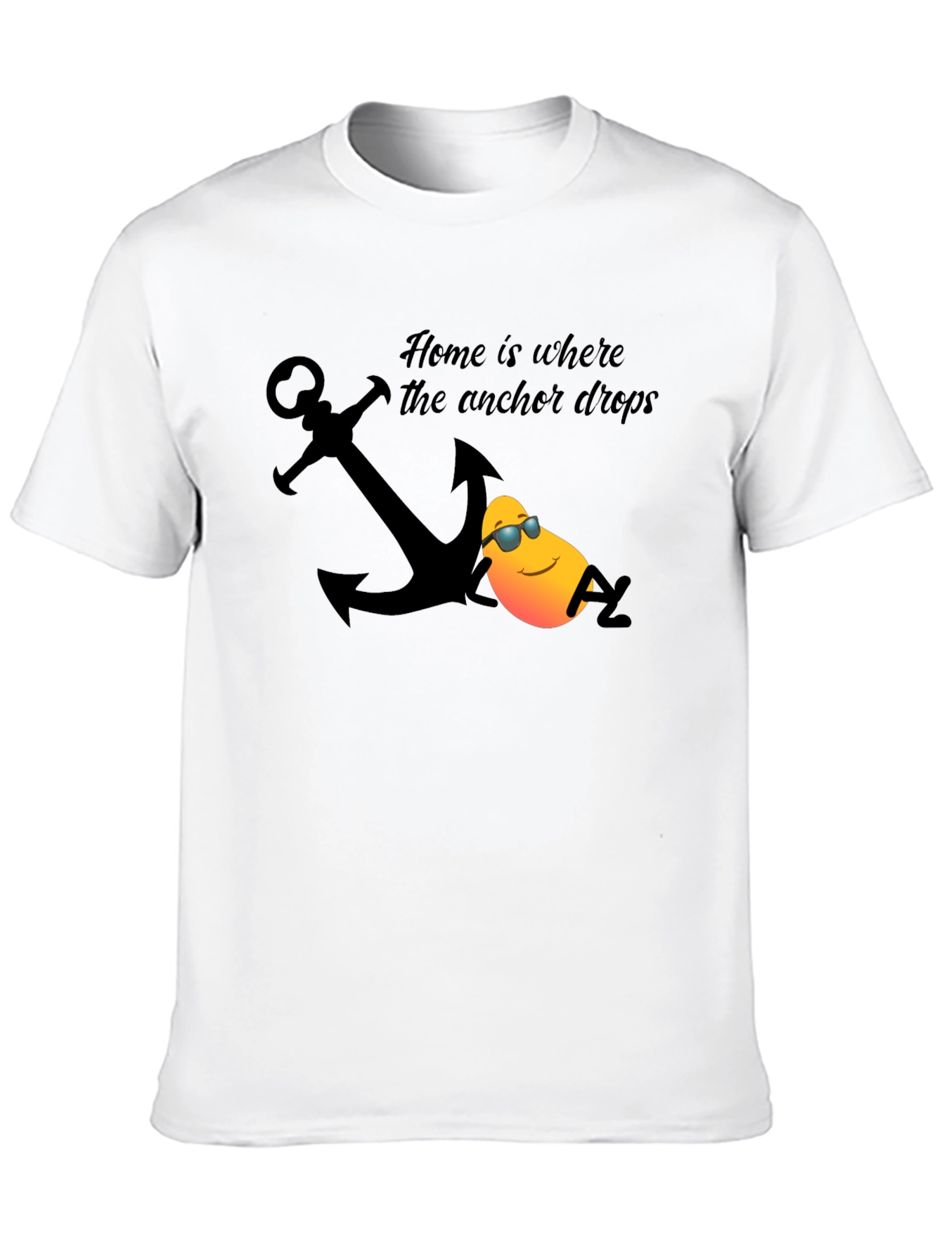 Black Nautical Relax T-Shirt: Home is Where the Anchor Drops view 10