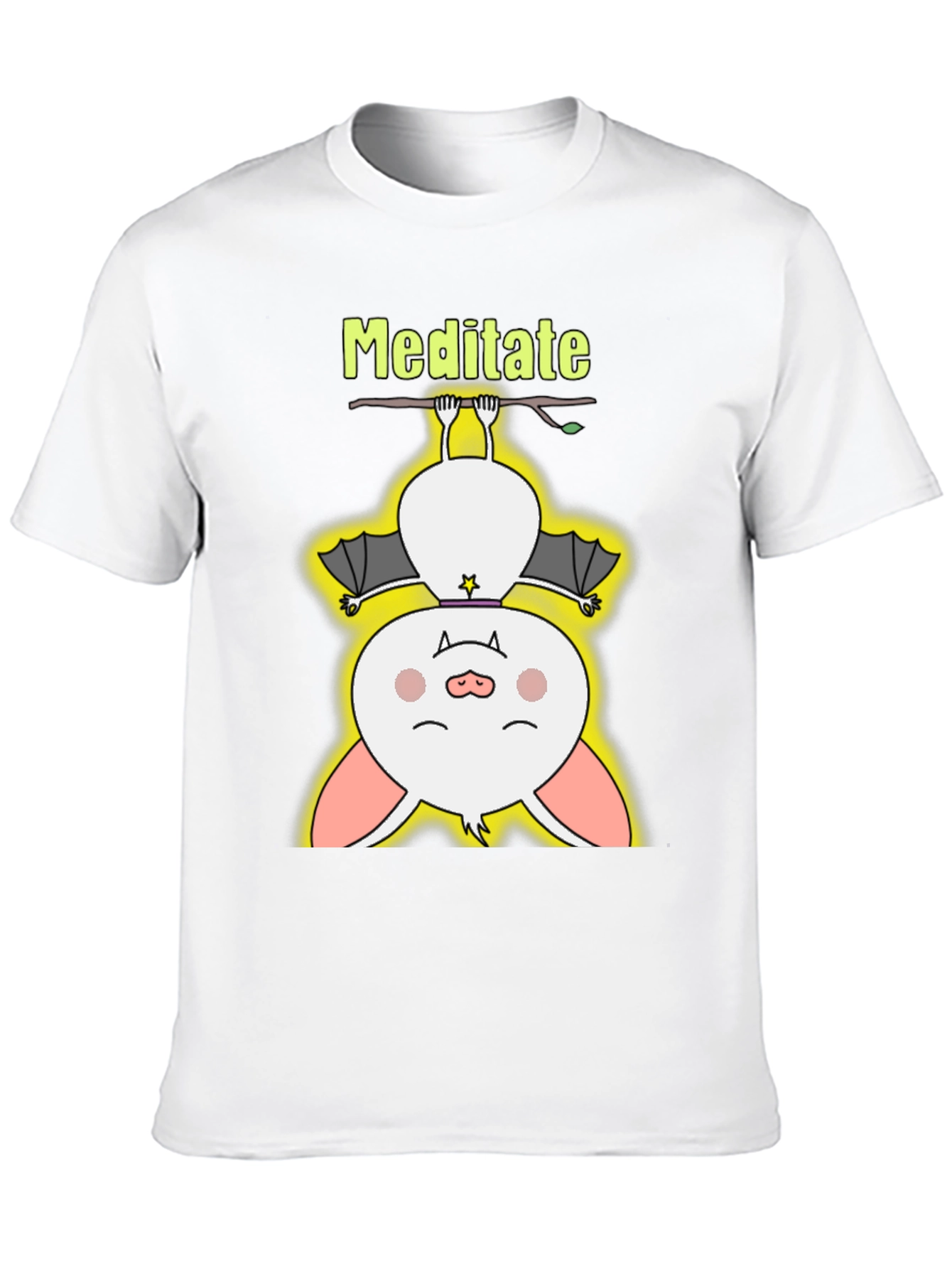 Black Meditate Bat Tee - Cute Yoga T-Shirt view 10