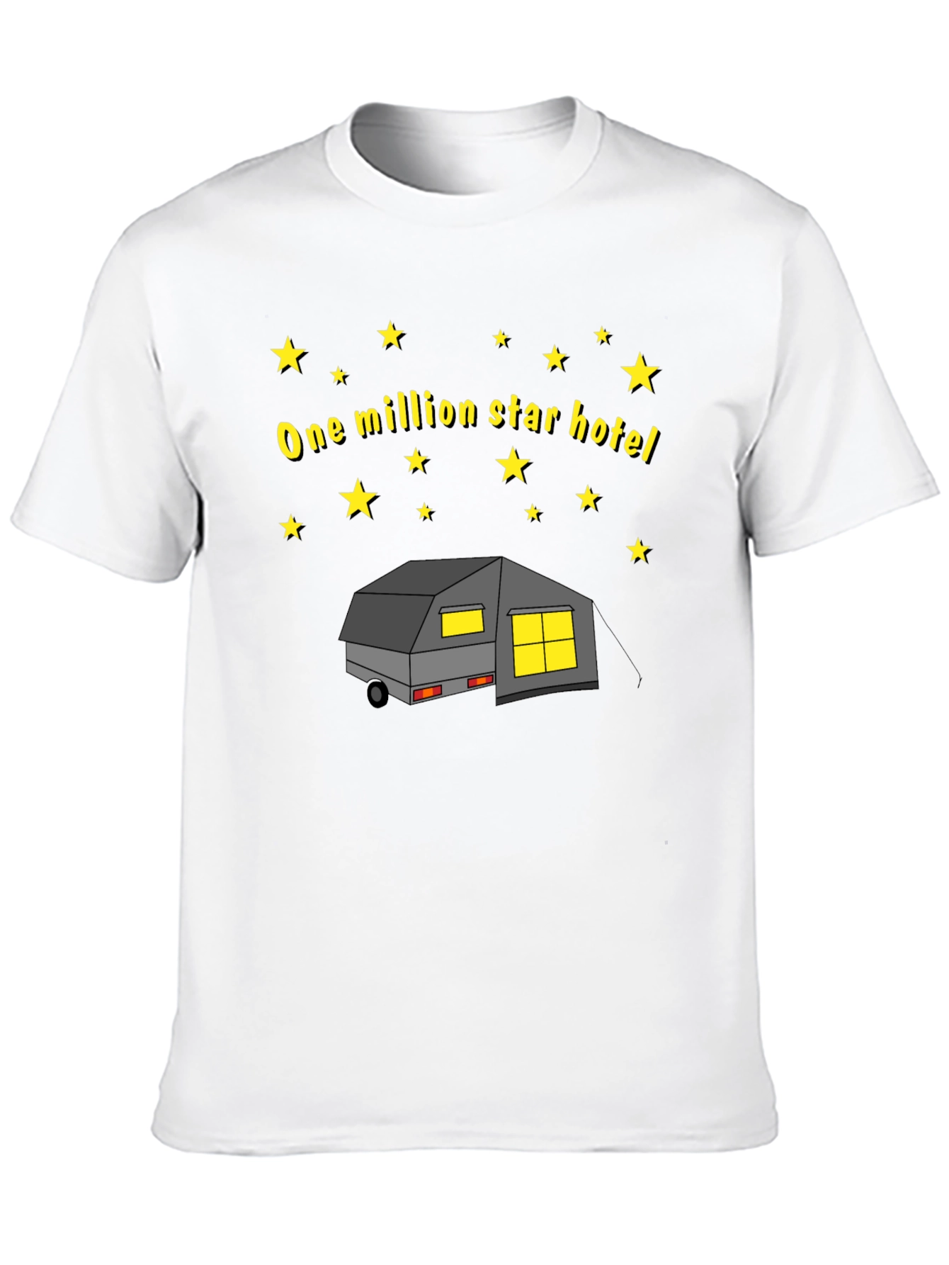 Black One Million Star Hotel Camping T-Shirt view 10