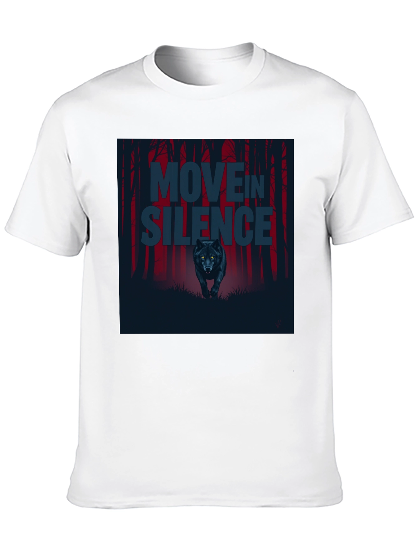 Black Move in Silence Wolf Graphic T-Shirt - Black view 10