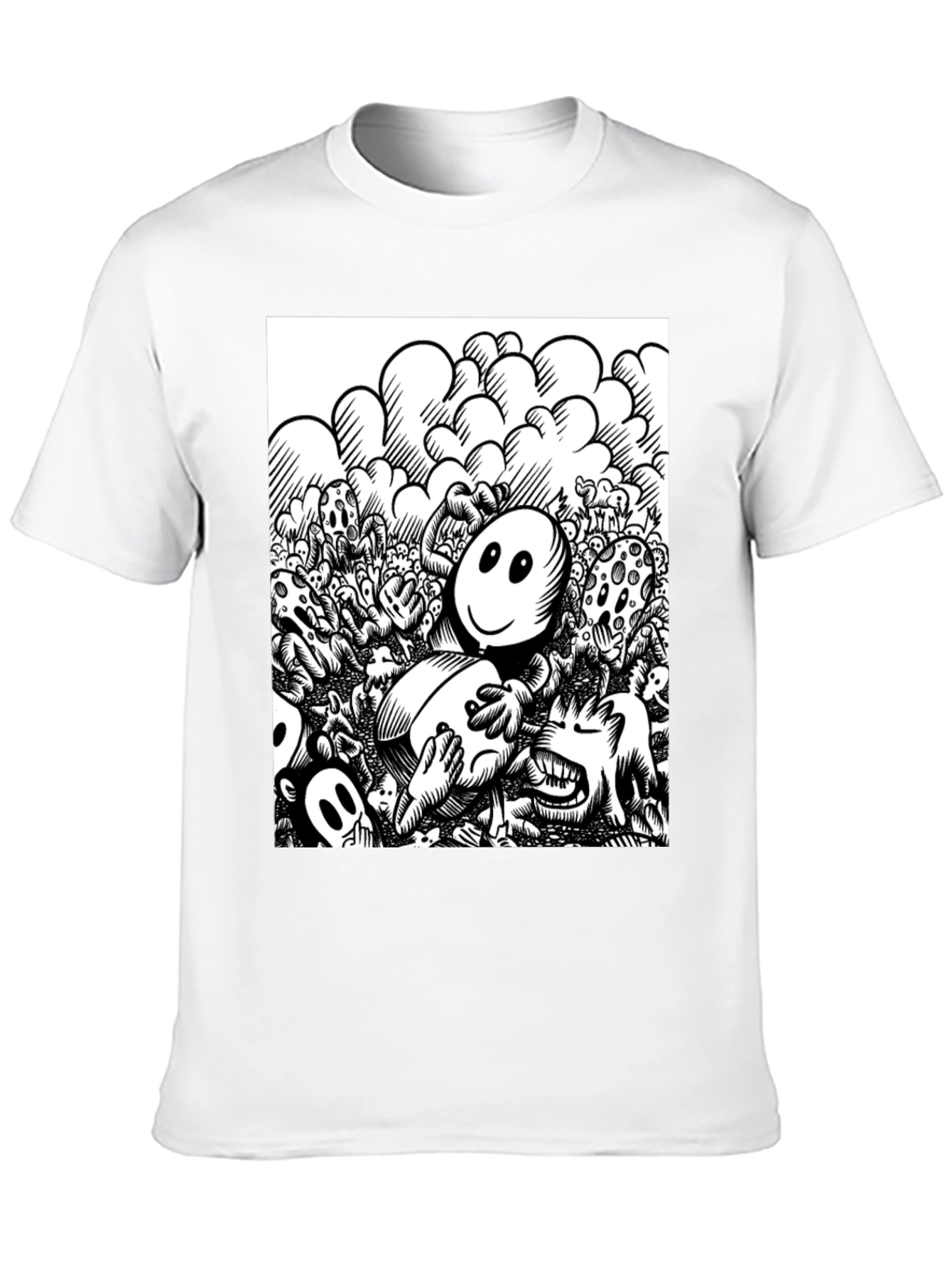 Black Unique Cartoon Print Black Tee view 10