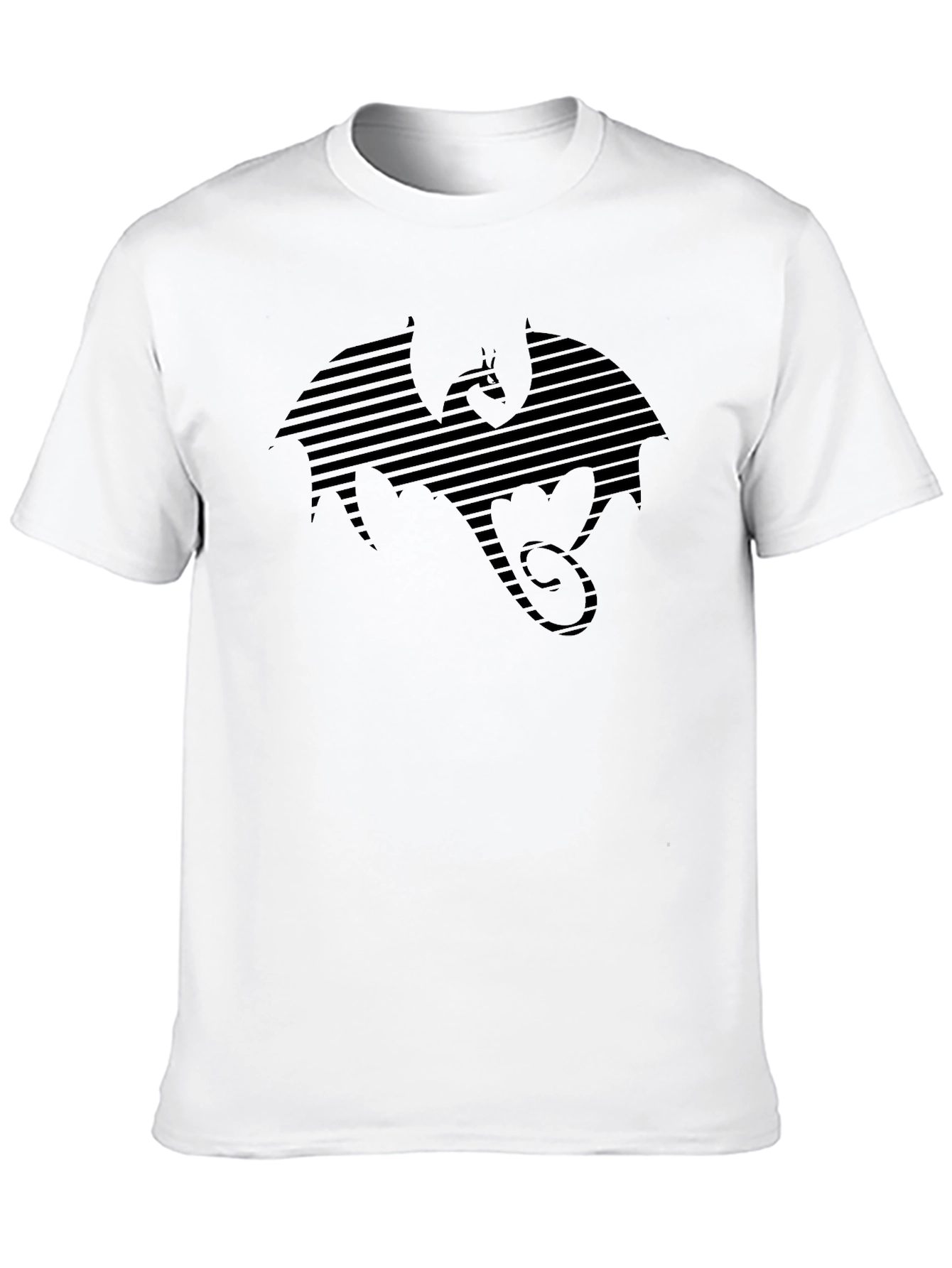 Black Striped Dragon Graphic T-Shirt - Black view 10