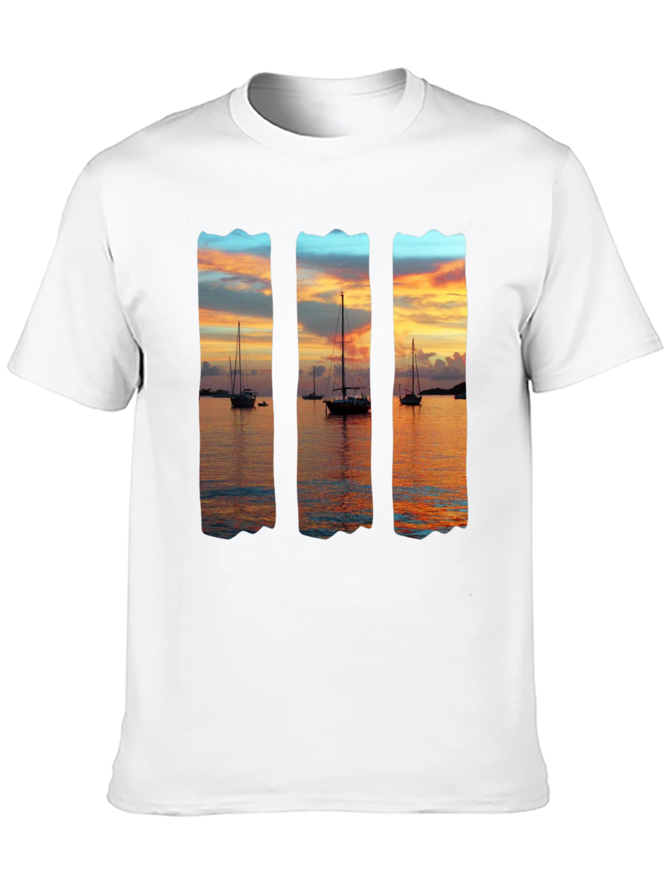 Black Sunset Sailboat Graphic T-Shirt - Black view 10